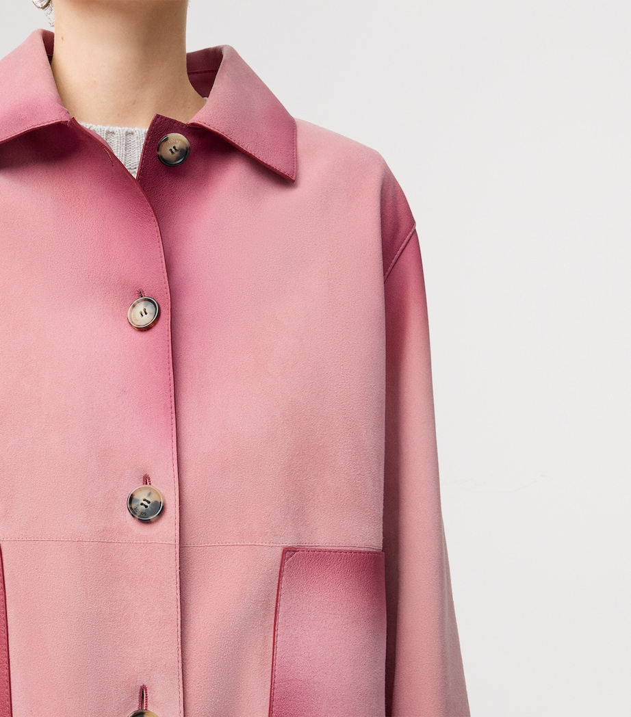 LOEWE Womens Lambskin Turn-Up Jacket Pink Image 5