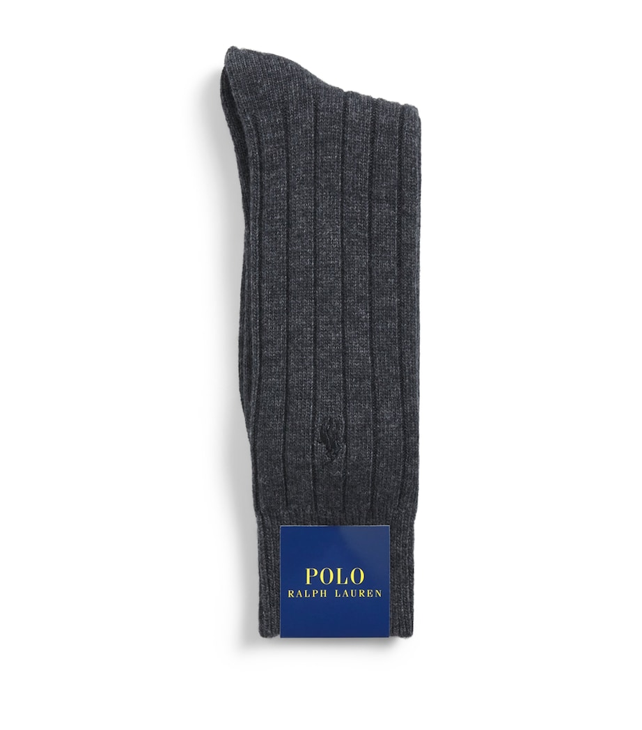 Polo Ralph Lauren Mens Wool-Blend Fair Isle Socks Dark Charcoal Image 1