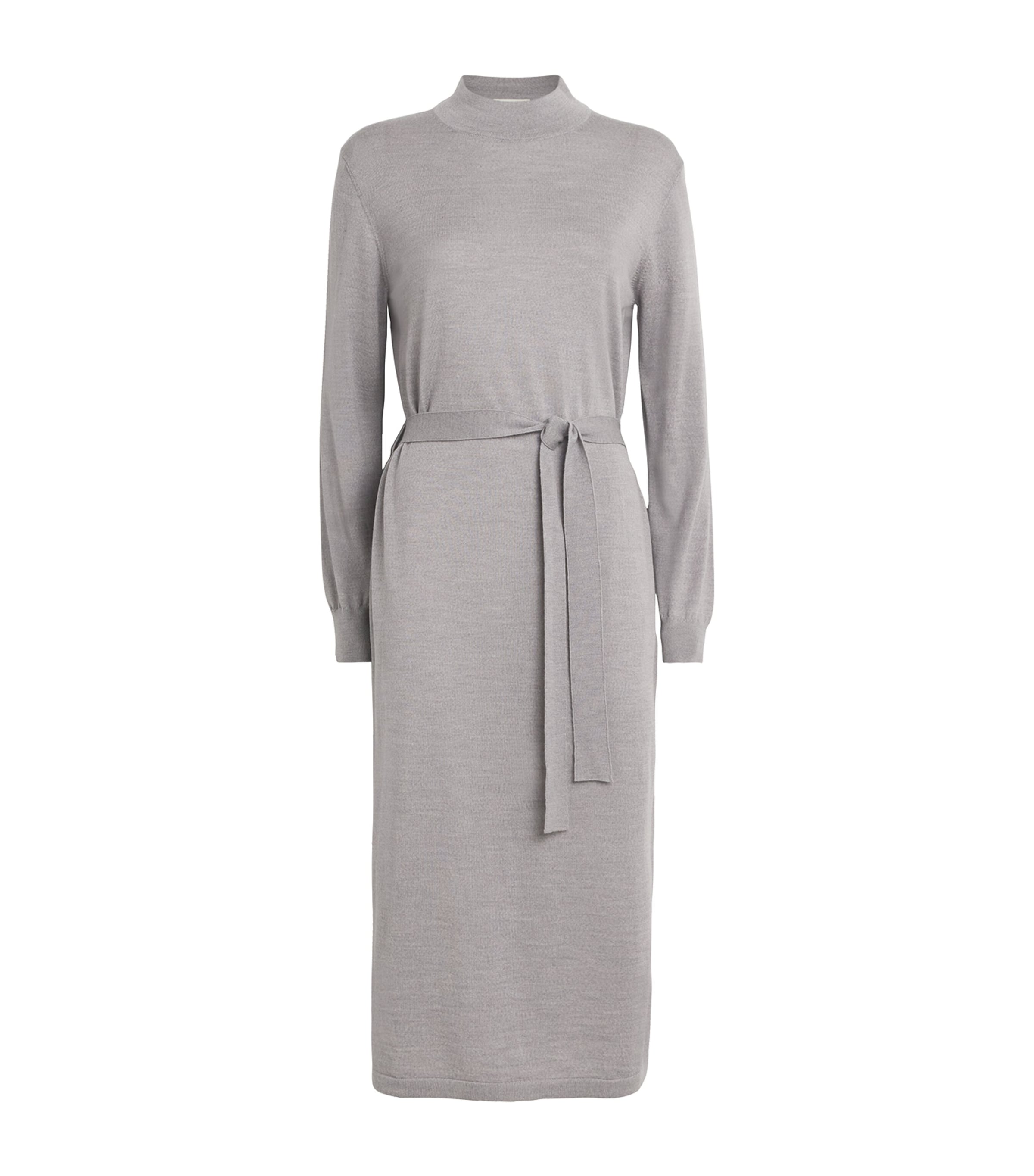 Shop Falke Merino Wool Belted Dress In Grey