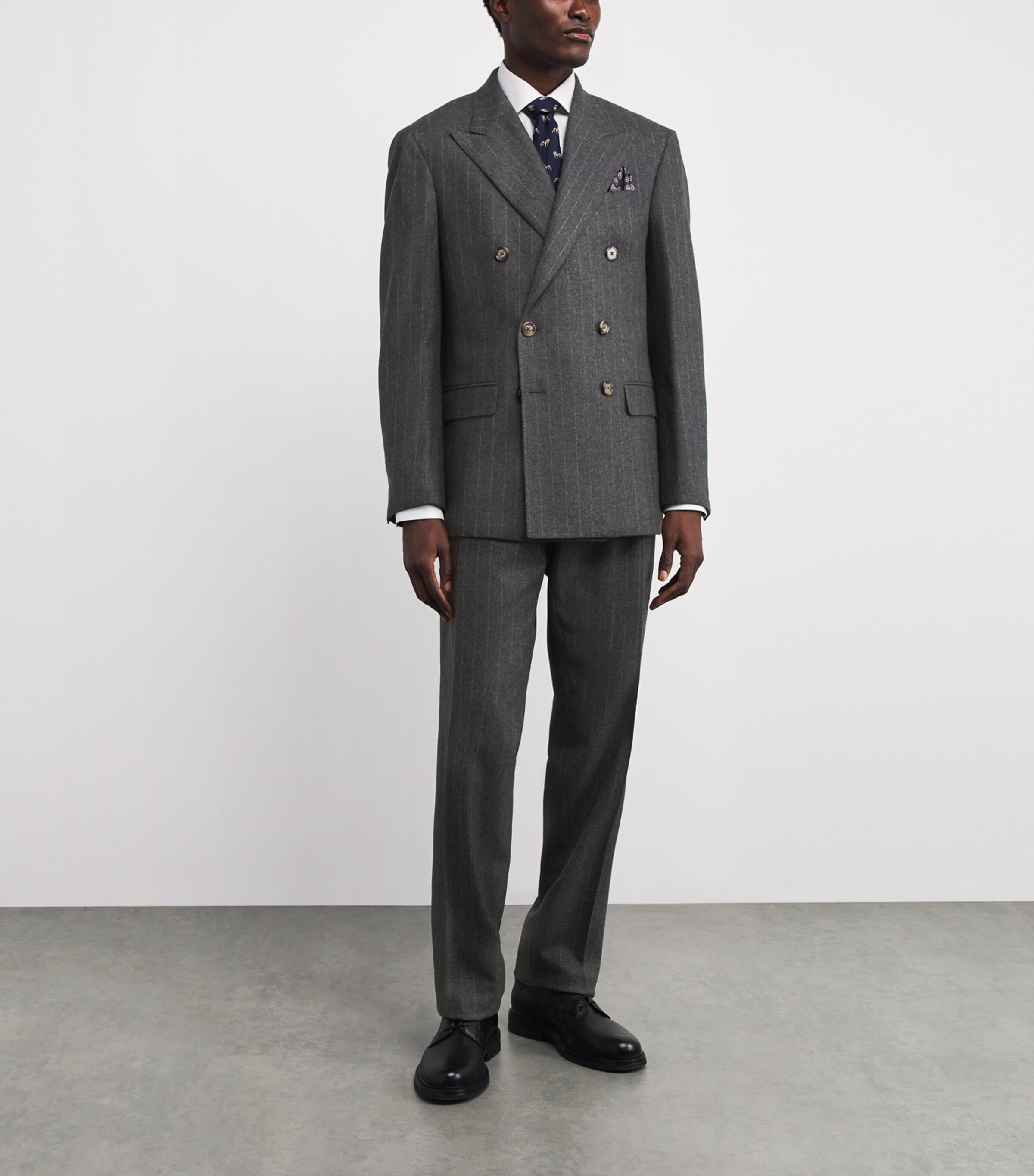 Polo Ralph Lauren Mens Wool Chalk-Stripe 2-Piece Suit Grey Image 3