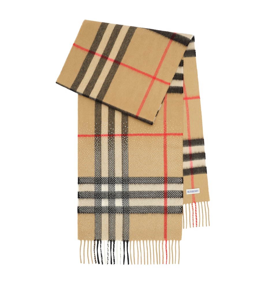 Burberry Cashmere Embellished Check Scarf Archive Beige Image 1