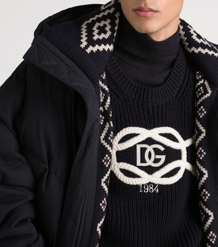 Dolce&Gabbana Mens Quilted Hooded Jacket Very Dark Blue Image 4
