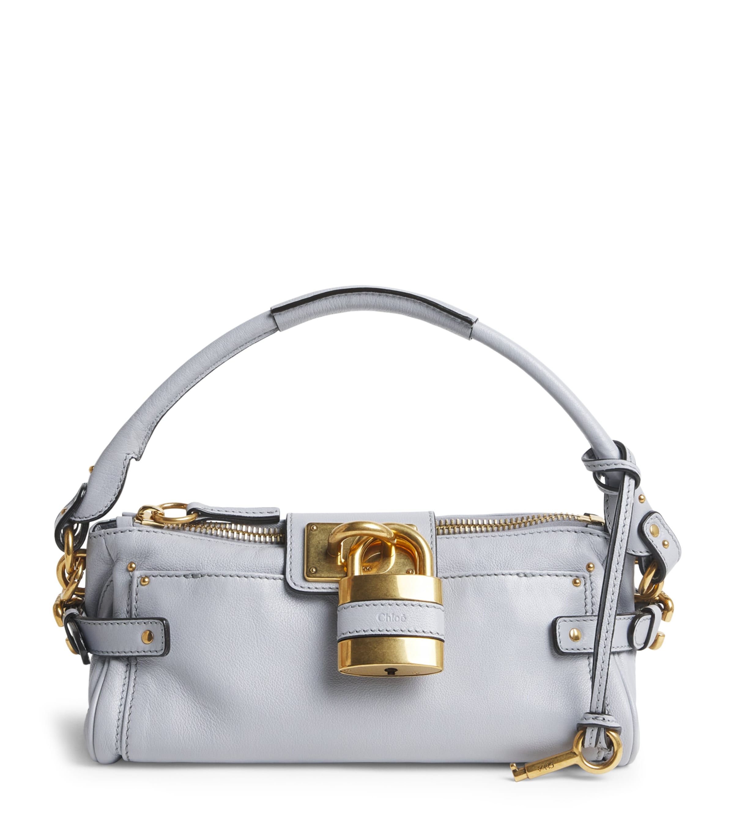 Chloé Small Leather Paddington Top-Handle Bag Greyish Blue Image 1