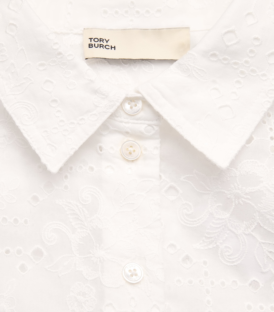 Tory Burch Womens Cotton Eyelet Shirt White Image 6