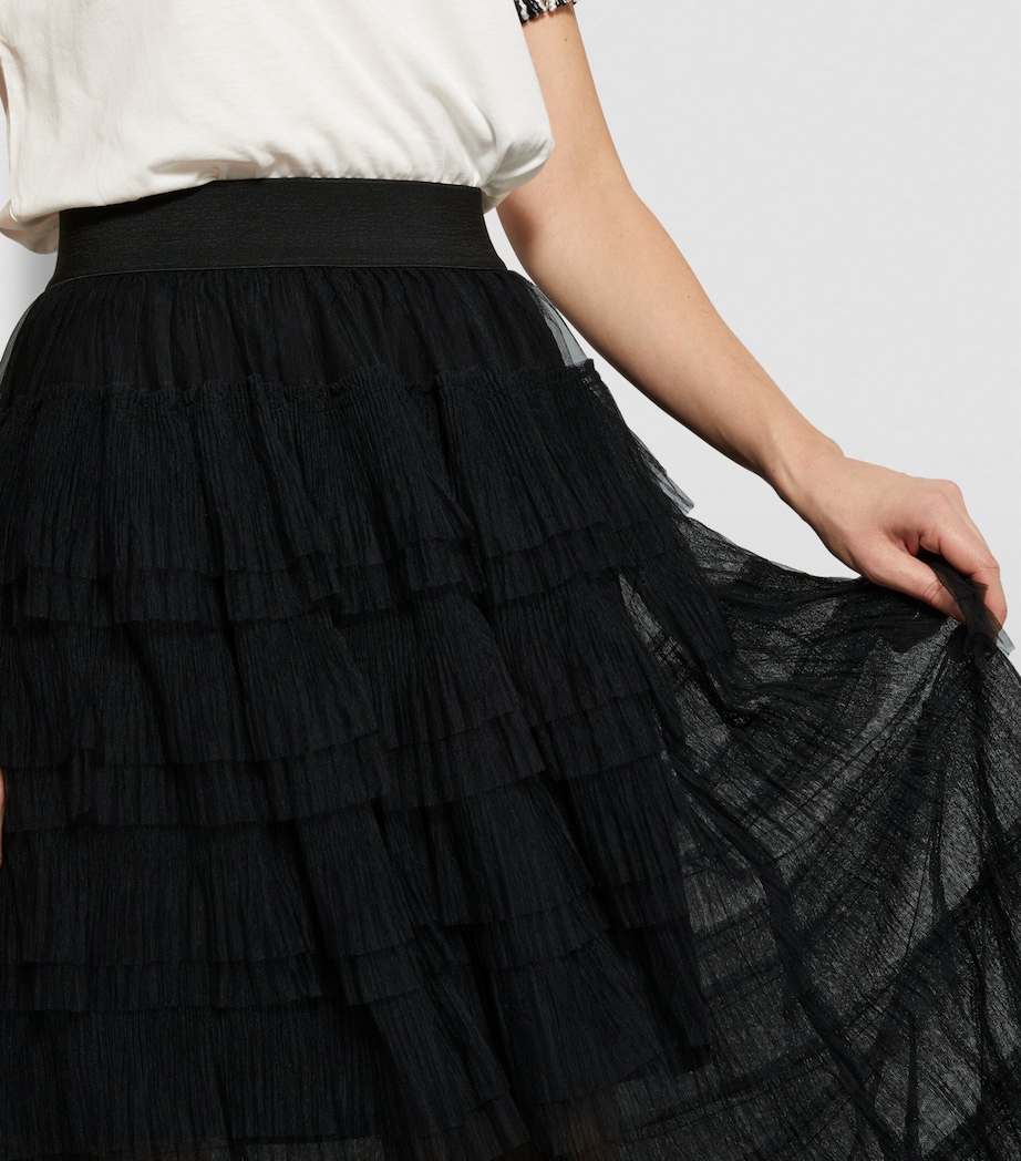 Semi-Sheer Midi Skirt BLACK Image 6