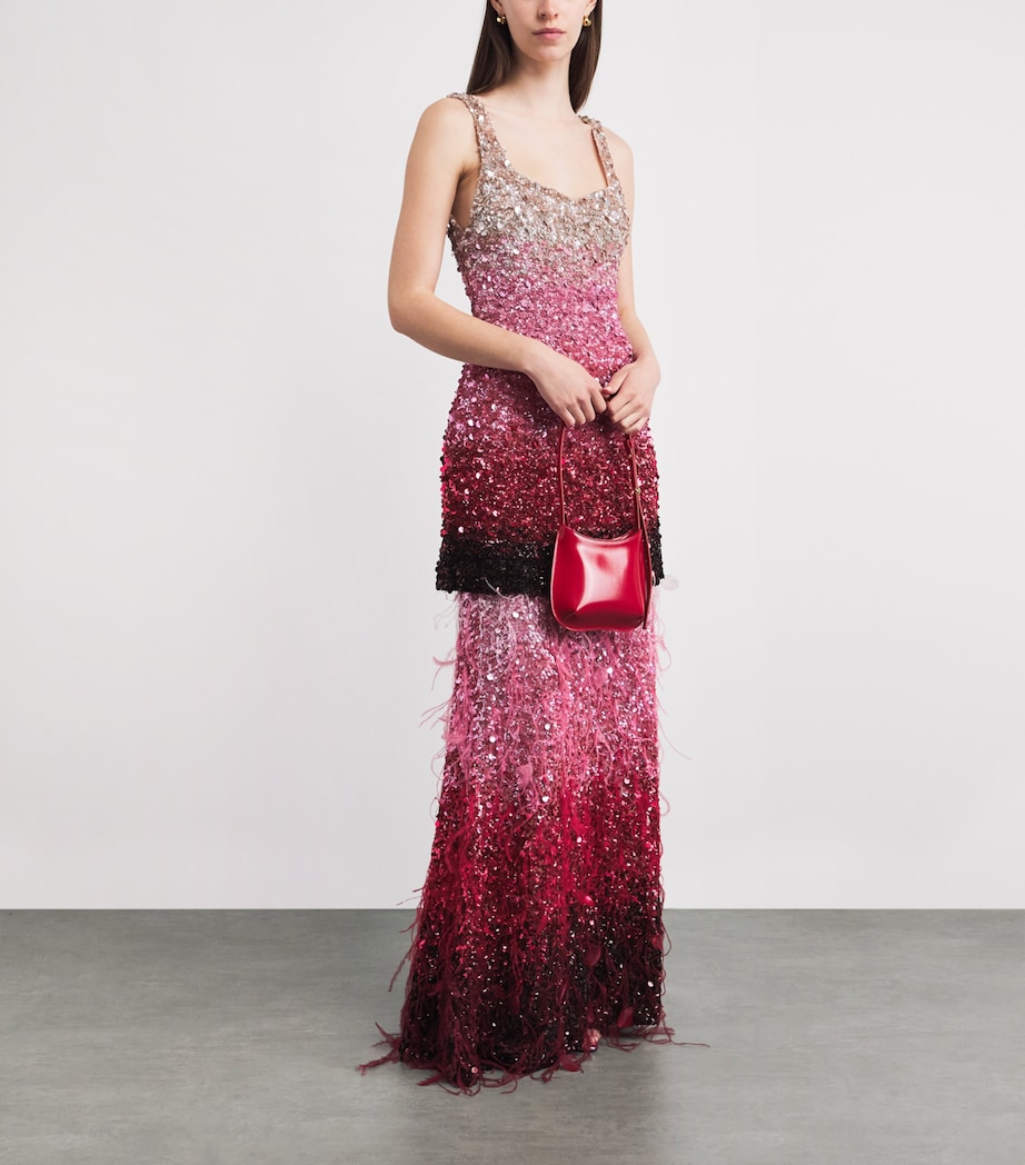 Alice+Olivia Womens Embellished Ashton Maxi Skirt Asc Ombre Pink Image 2