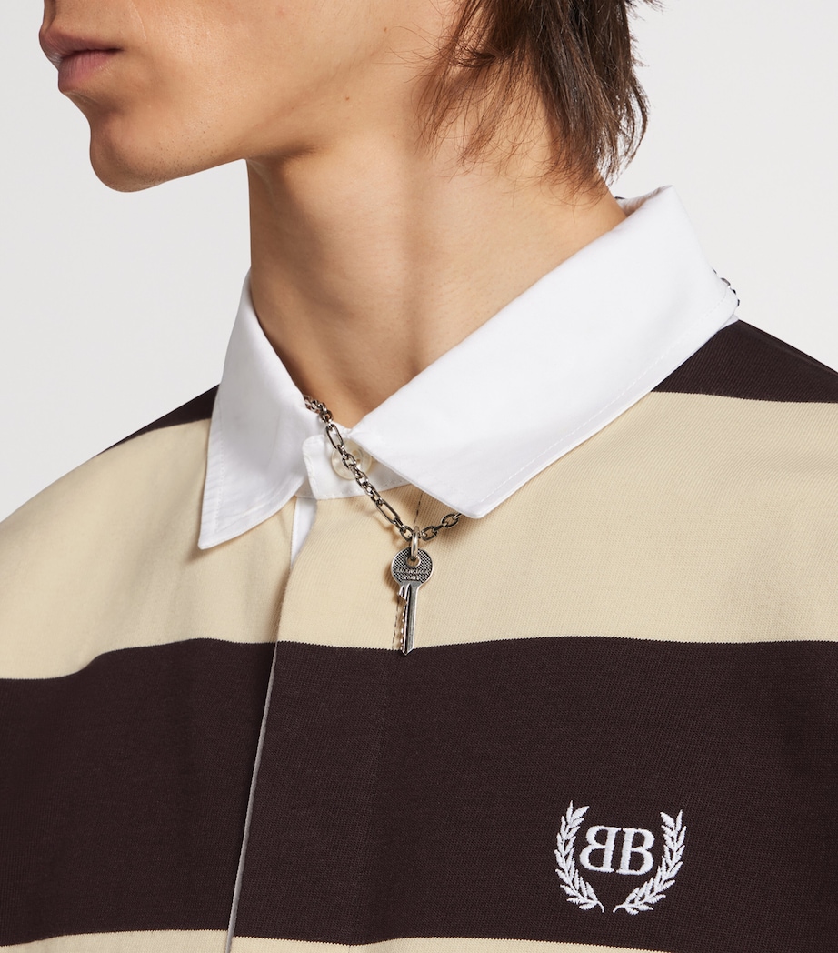 Balenciaga Mens Striped Long-Sleeve Polo Shirt Image 6