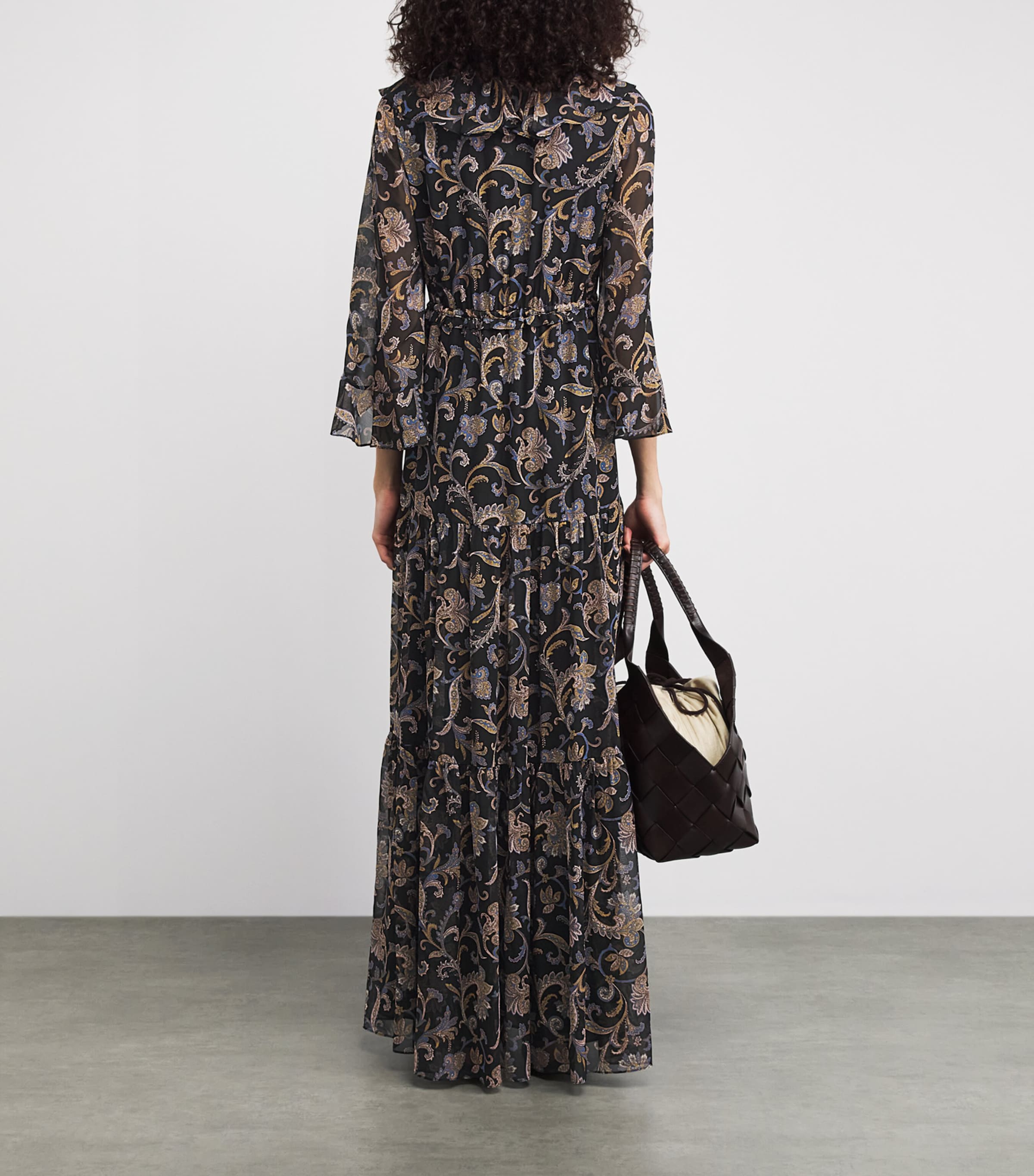 Veronica Beard Akara Silk Maxi Dress | Black Multi | Size 4