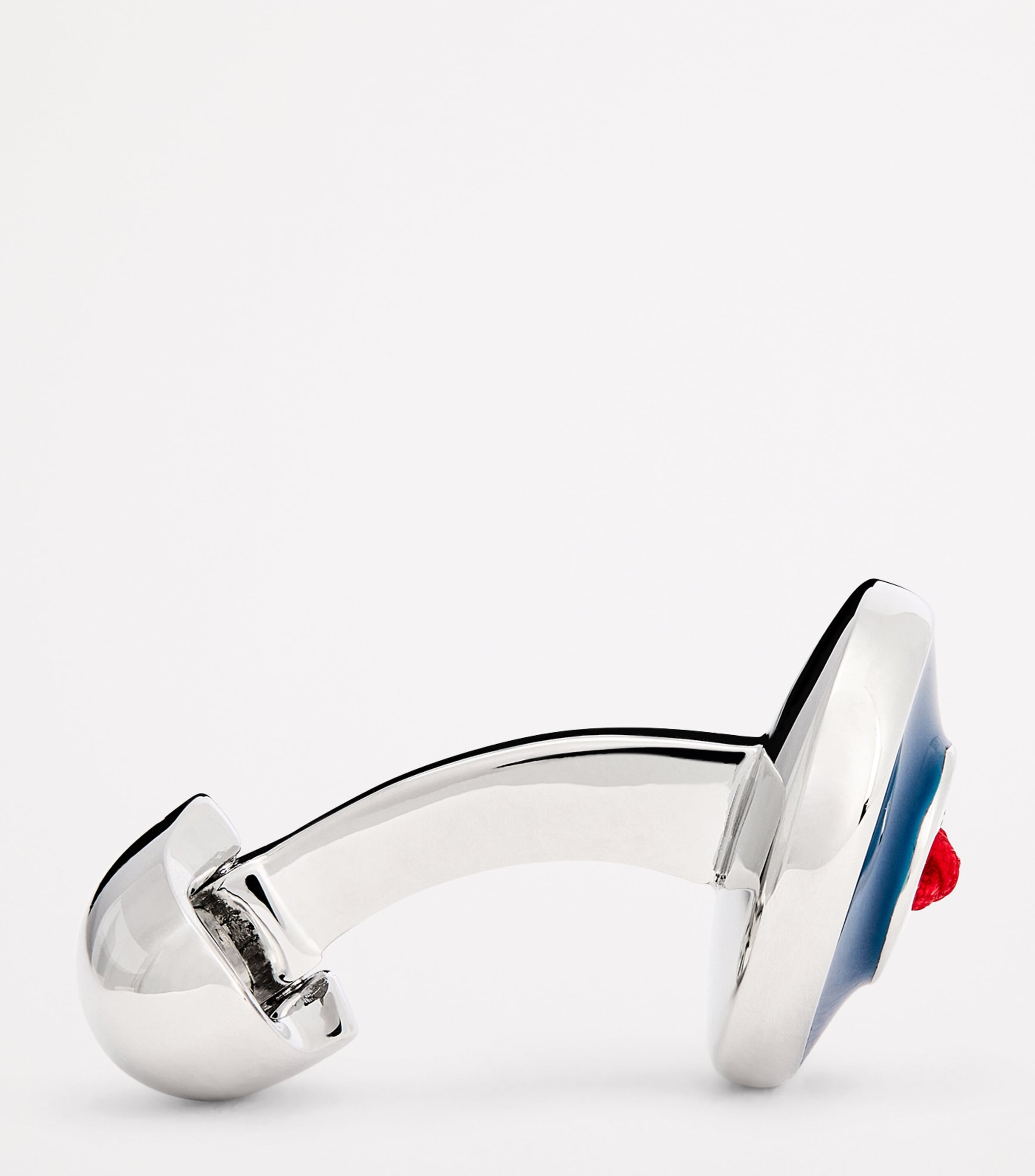 Babette Wasserman Enamel Thread-Detail Round Cufflinks Blue Image 4