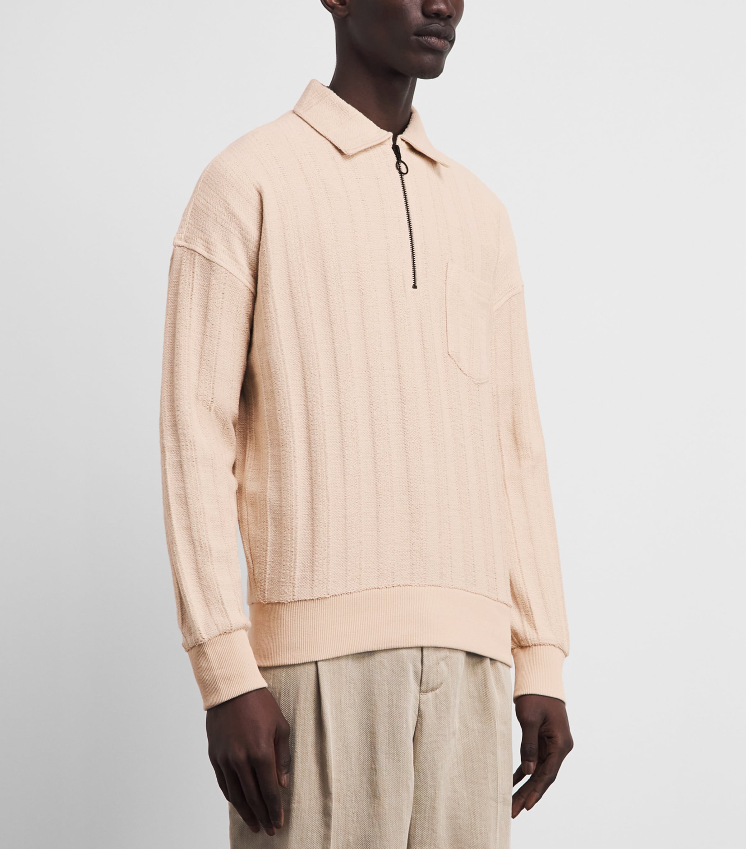 Oliver Spencer Mens Lorimer Half-Zip Sweatshirt Cream Image 4