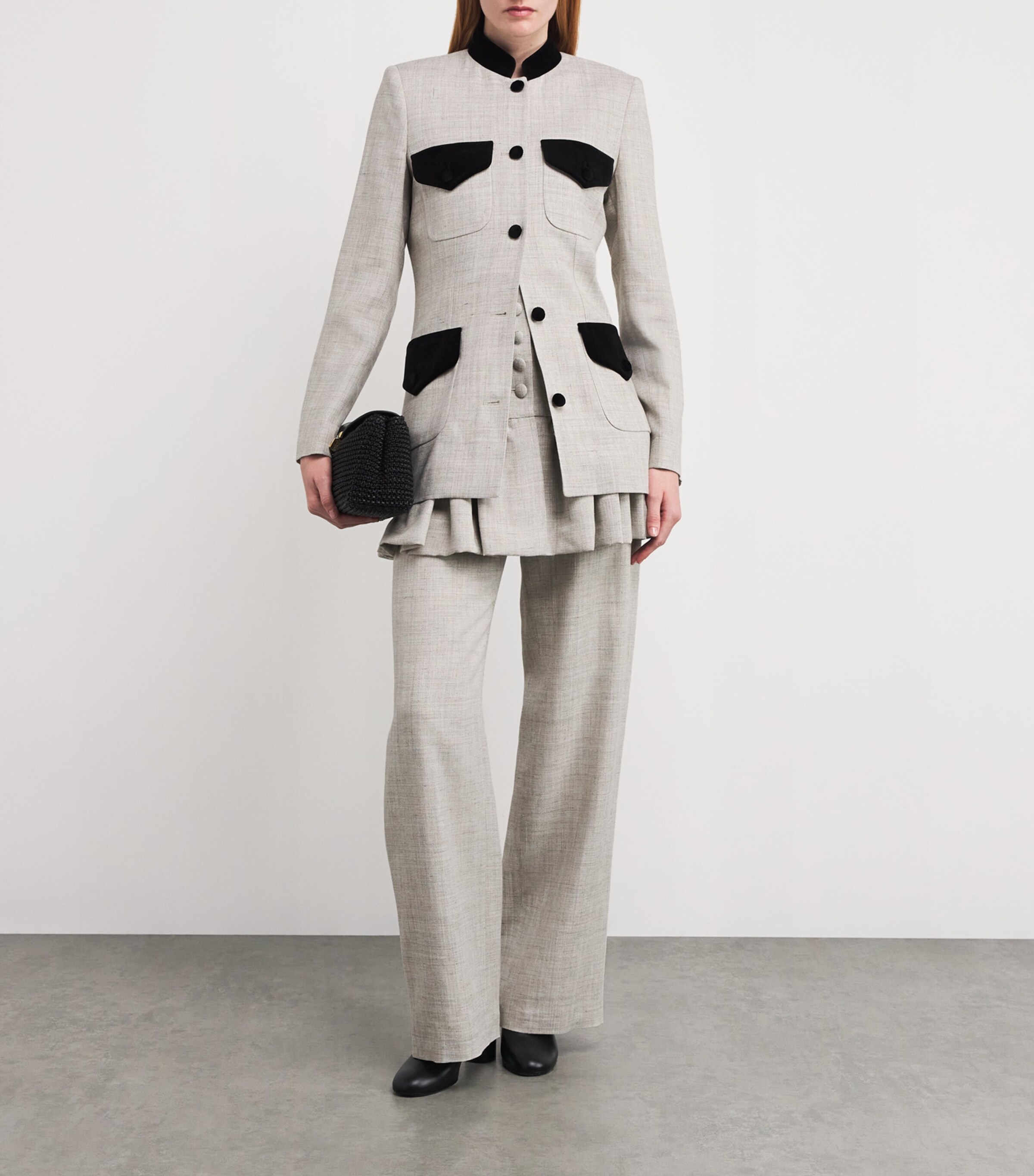 Liberowe Womens Contrast-Collar Raja Jacket Stone / Black Image 2