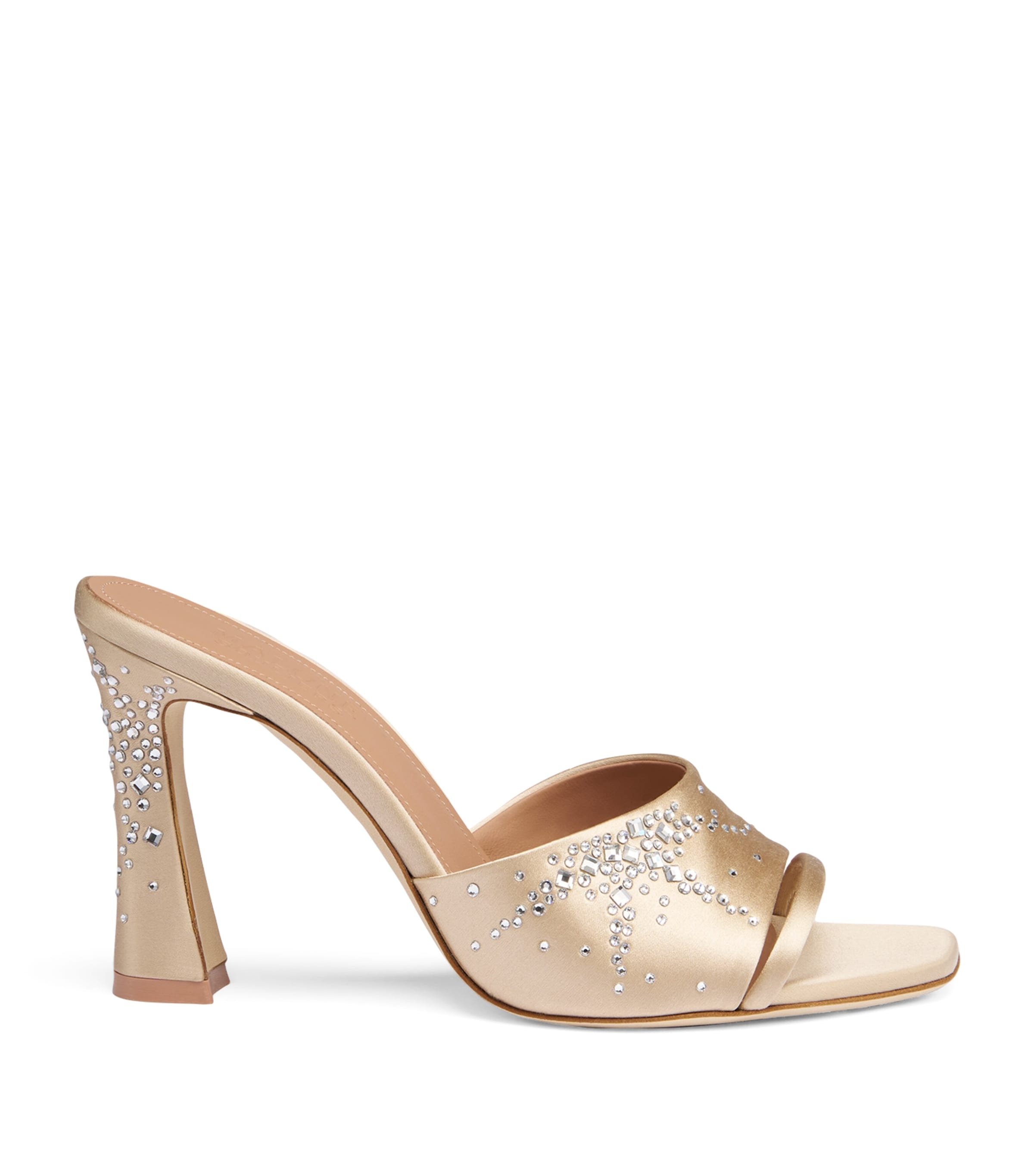 Malone Souliers Satin Crystal-embellished Roxanne Heeled Sandals 90 In Gold