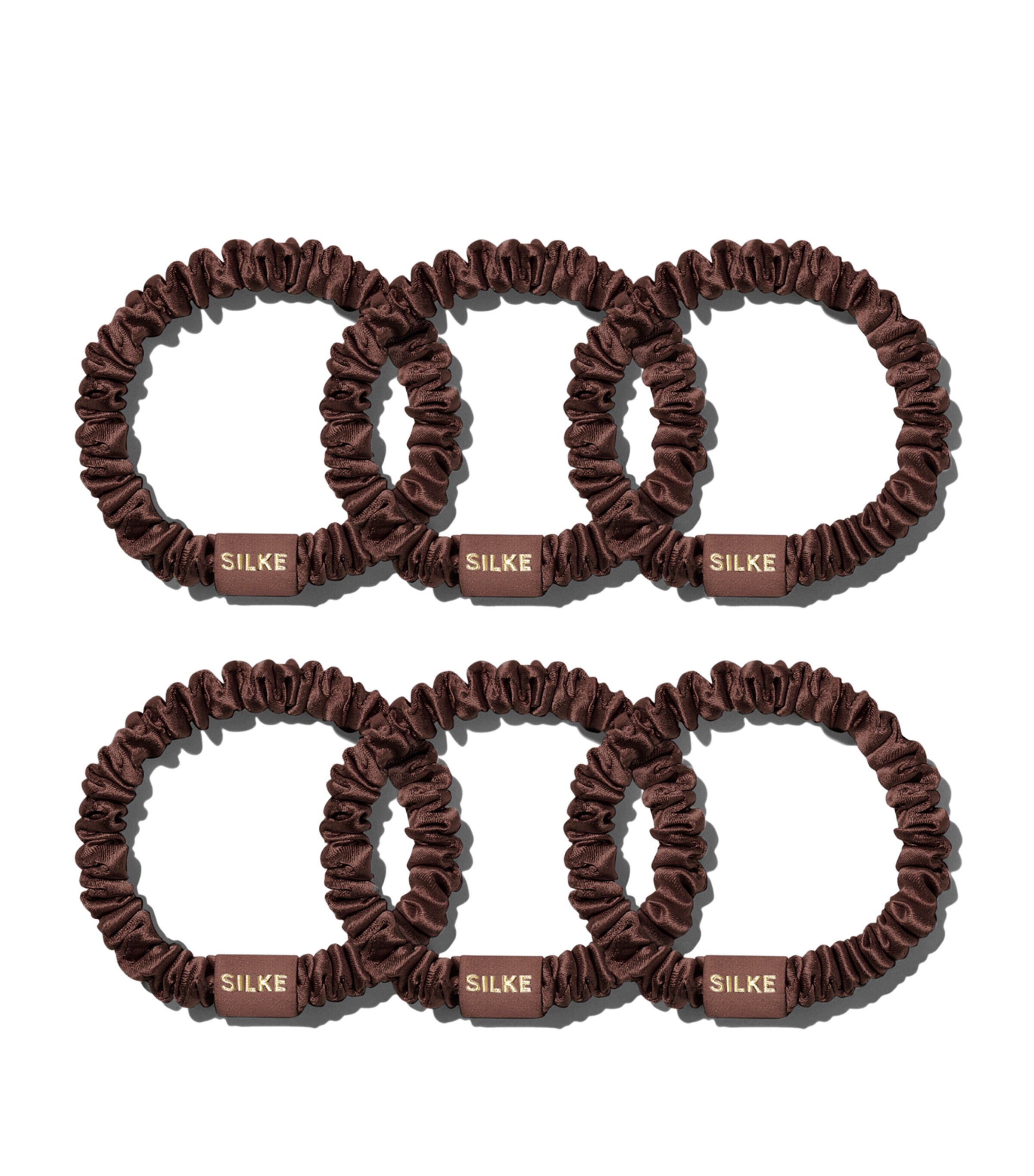 Mulberry Silk Hair Ties (Set of 6) BROWN Image 1