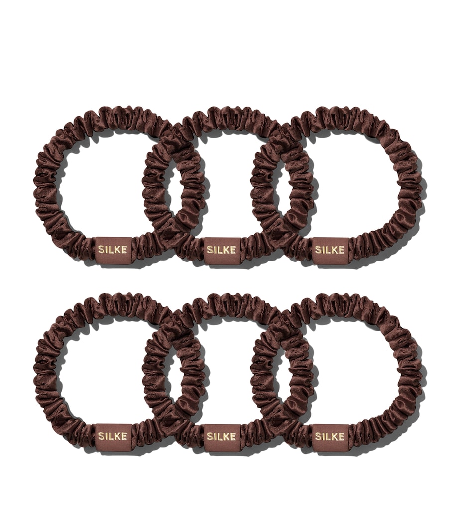 Mulberry Silk Hair Ties (Set of 6) BROWN Image 1