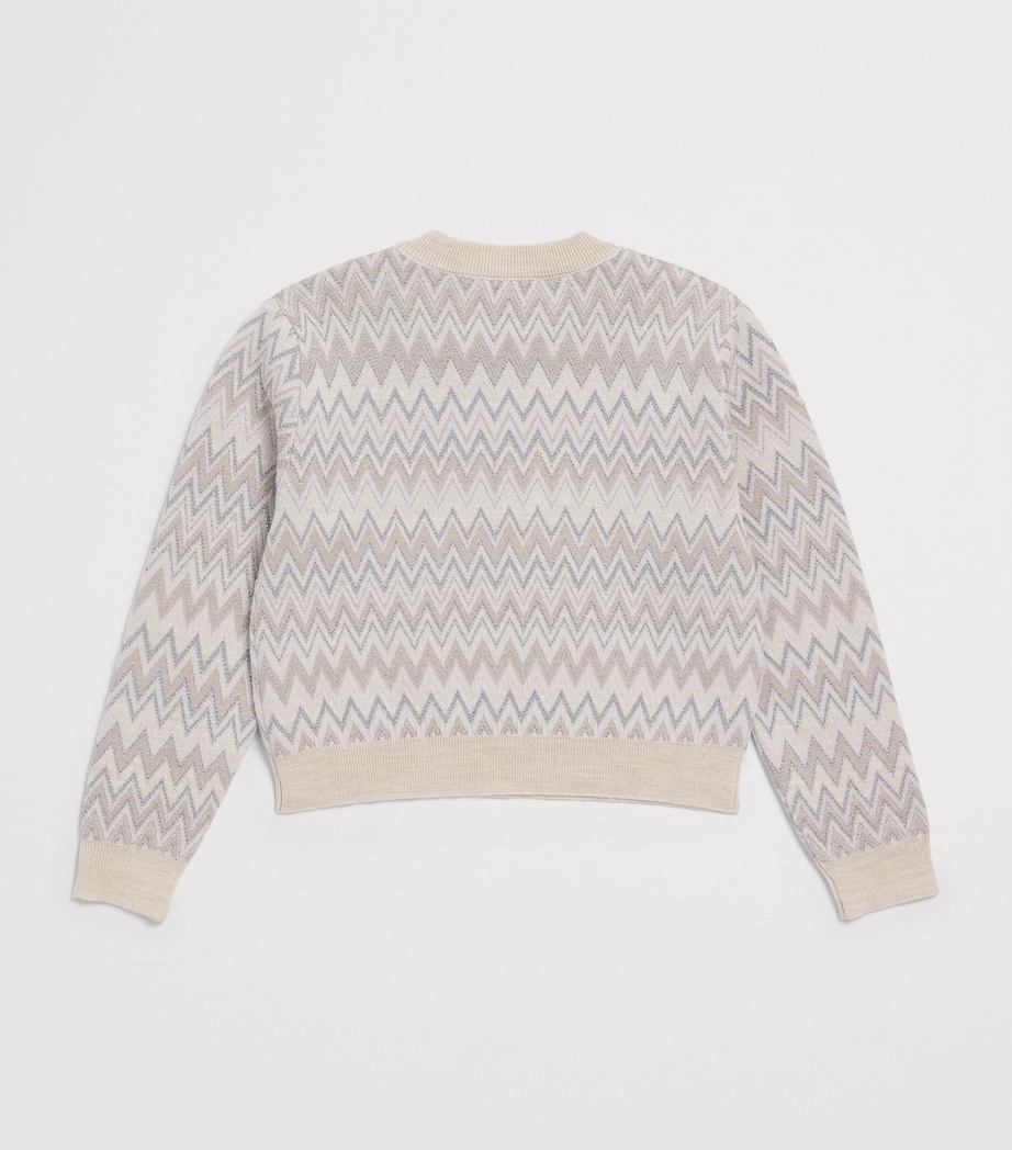 Missoni Kids Wool-Blend Cotton Zigzag Sweater (4-14 Years) Beige.ch.mel/argento Image 2