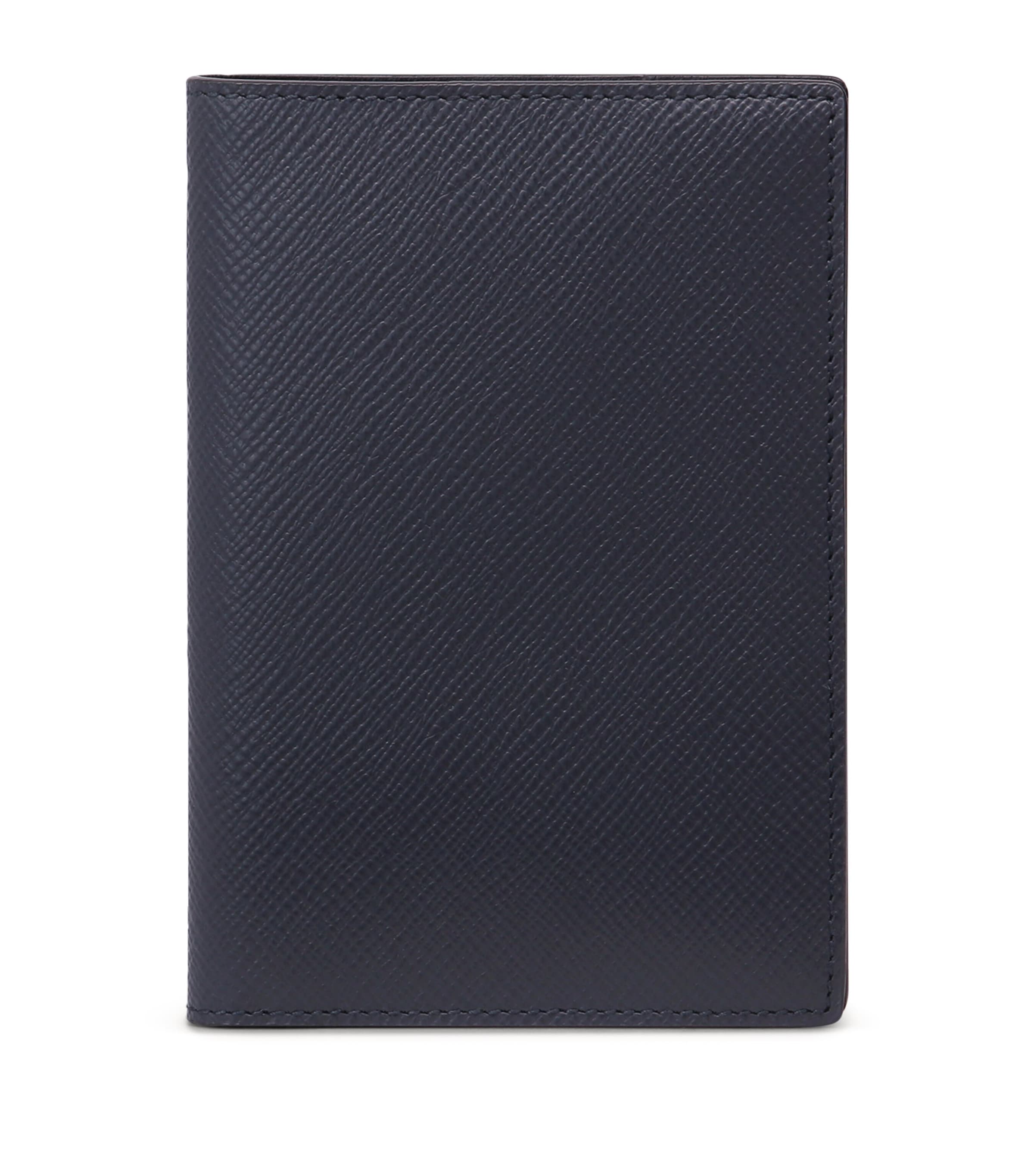 Shop Smythson Leather Panama Passport Cover In Blue