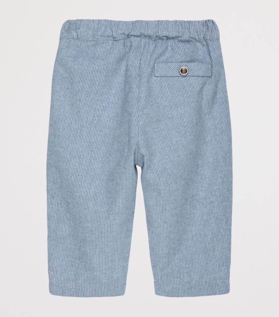 Trotters Cotton Rafferty Trousers (6-24 Months) Pale Blue Image 2