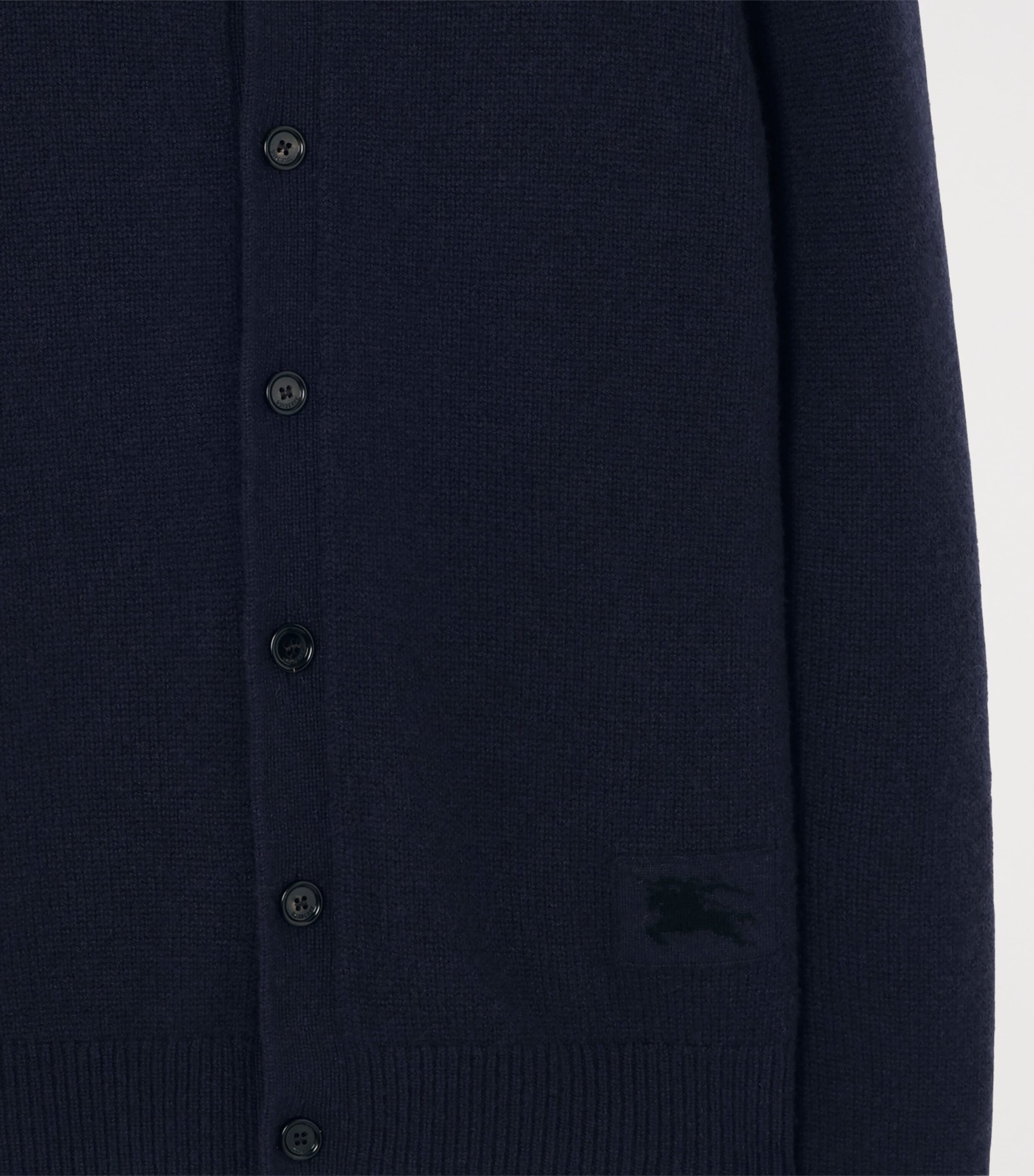 Burberry Mens Cashmere-Blend Embroidered Cardigan Silhouette Blue Image 2