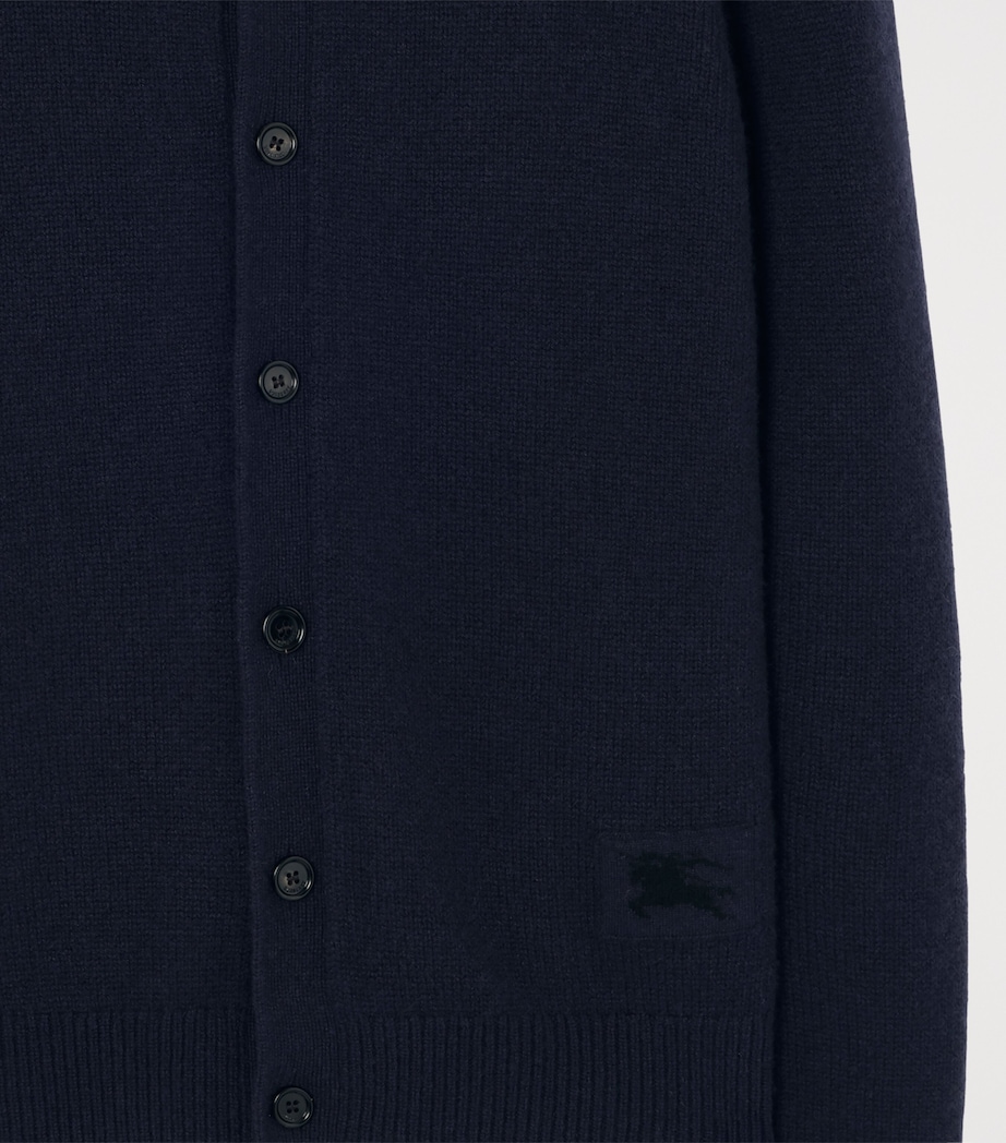 Burberry Mens Cashmere-Blend Embroidered Cardigan Silhouette Blue Image 2