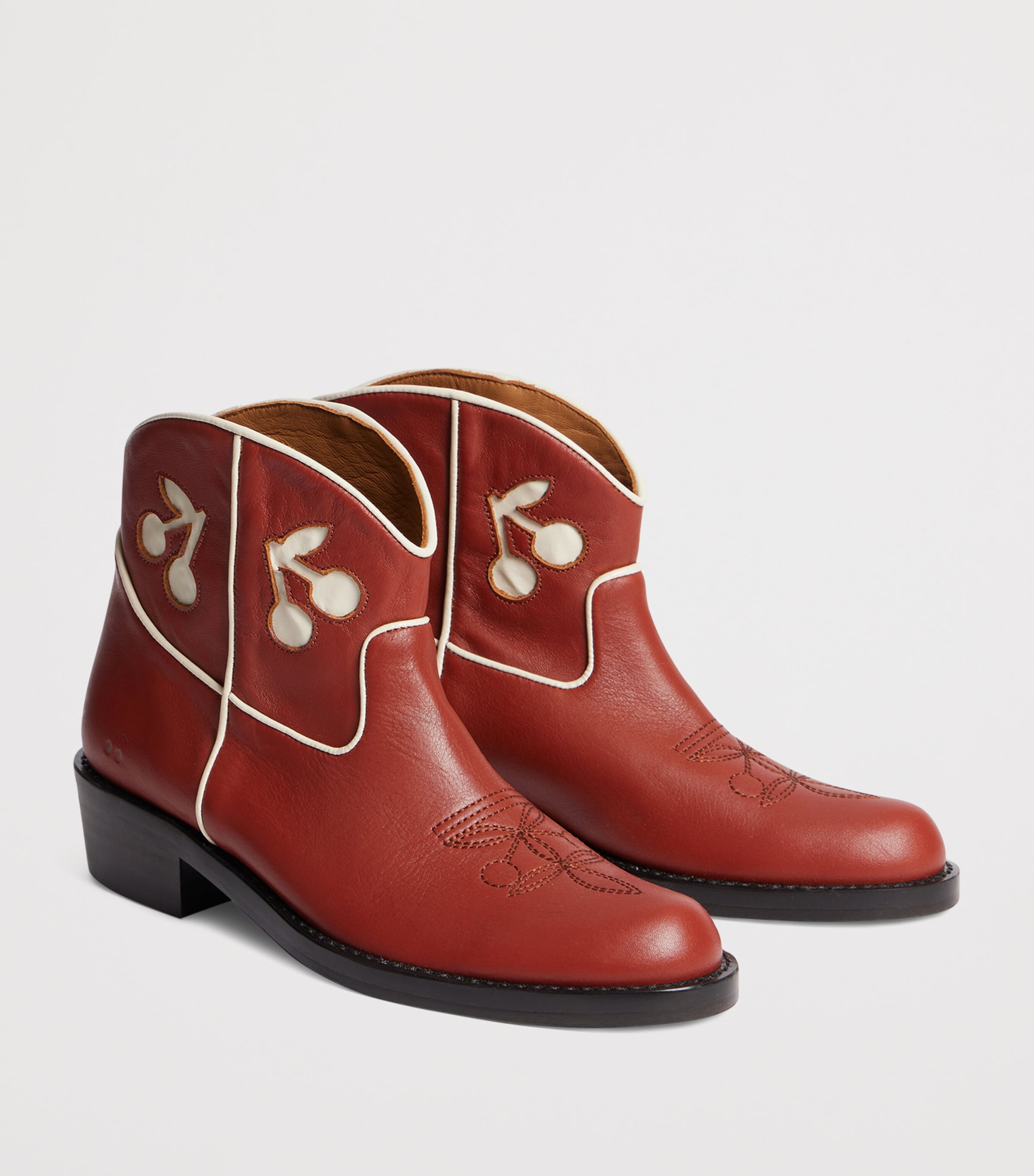 Leather Santiag Ankle Boots ECUREUIL Image 2