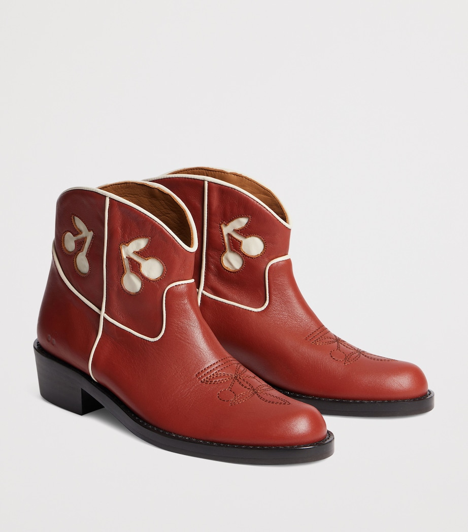 Leather Santiag Ankle Boots ECUREUIL Image 2