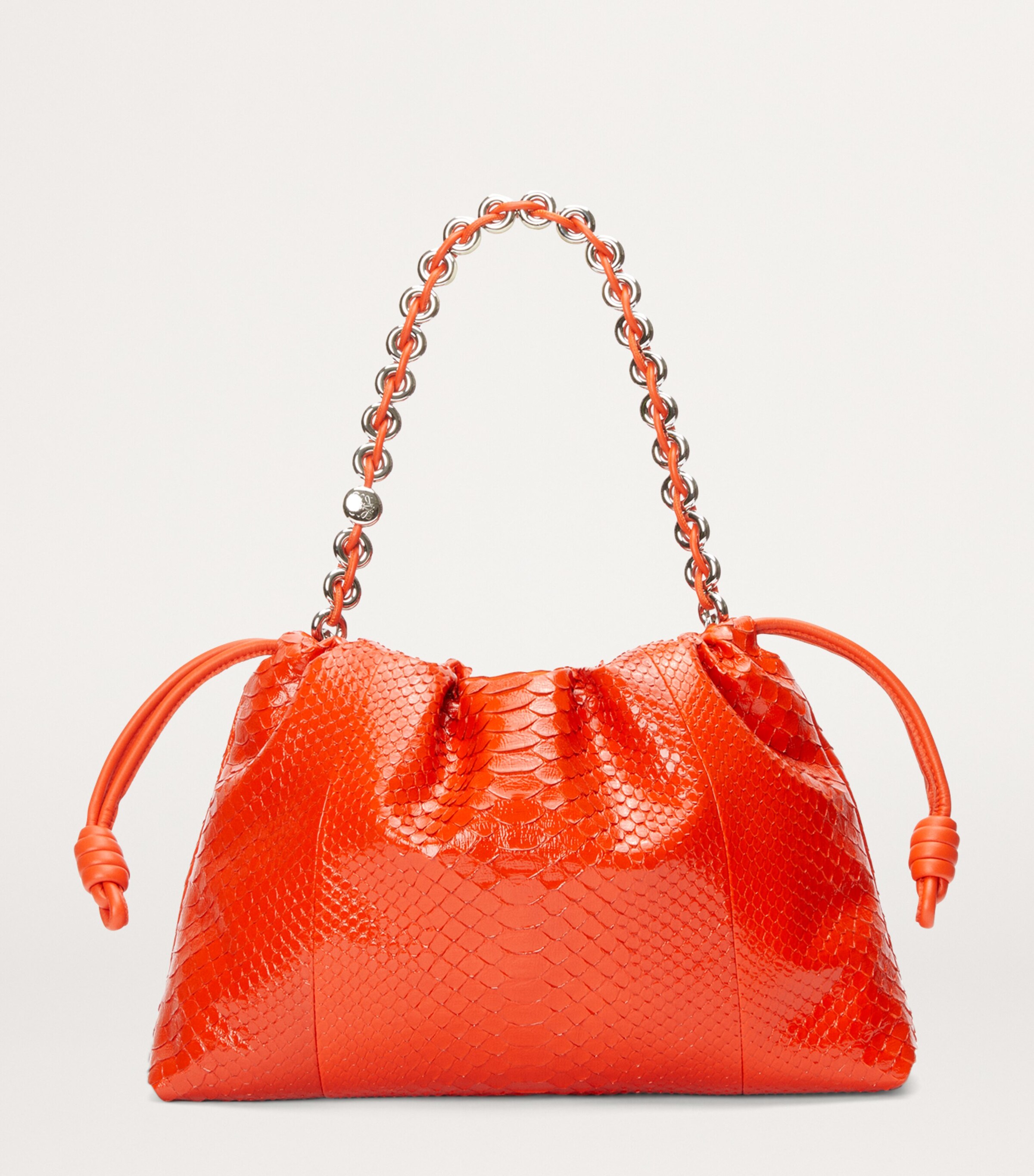 Large Python Skin Flamenco Shoulder Bag ORANGE Image 2