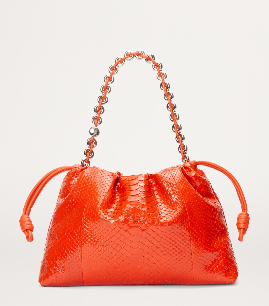 Large Python Skin Flamenco Shoulder Bag ORANGE Image 2