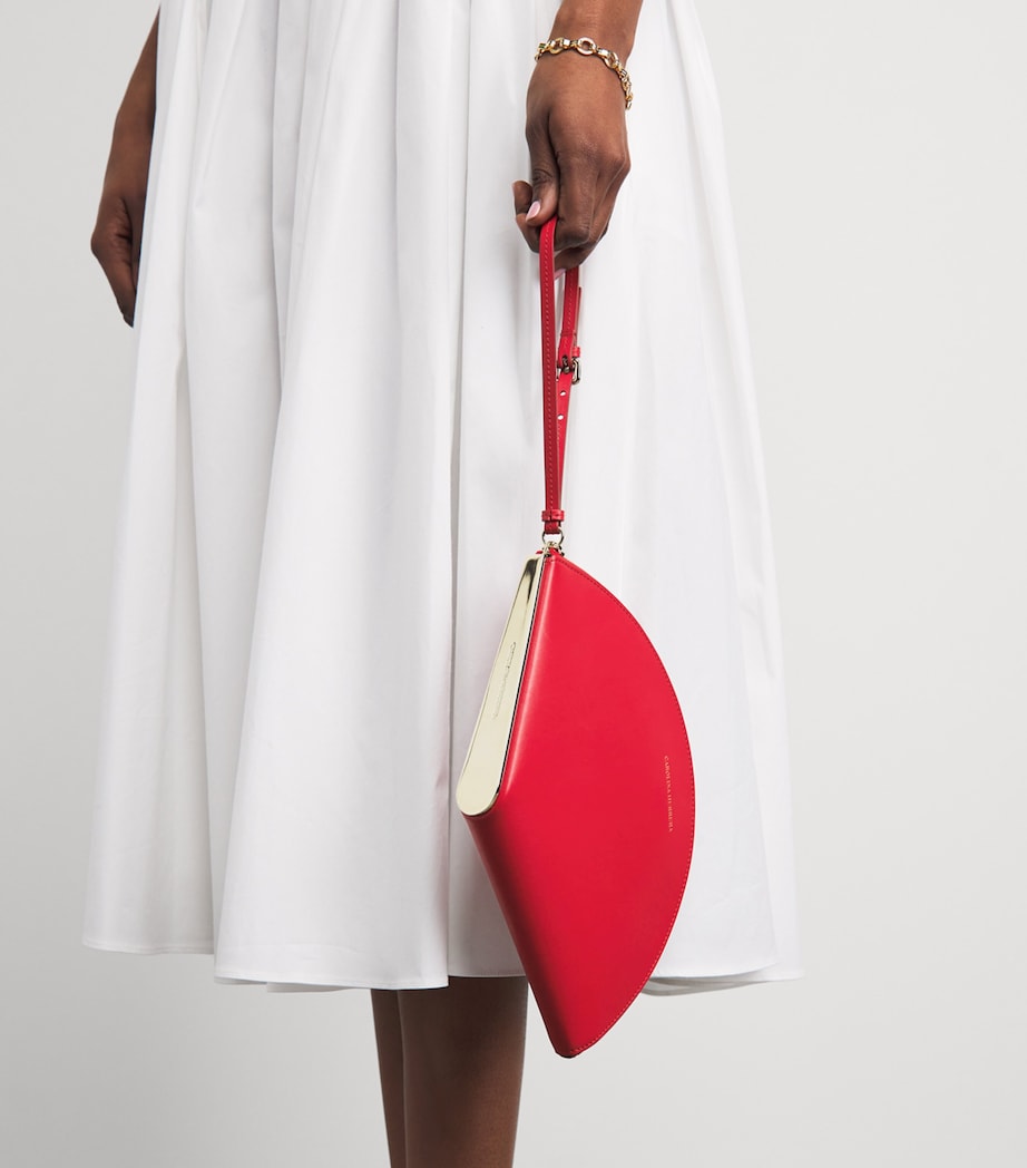 Carolina Herrera Leather Consuelo Clutch Bag Herrera Red Image 2