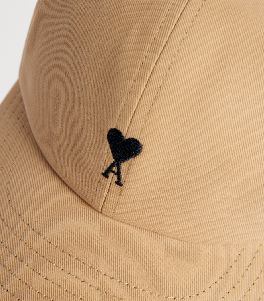 AMI Paris Embroidered Logo Baseball Cap Beige Mastic Image 4