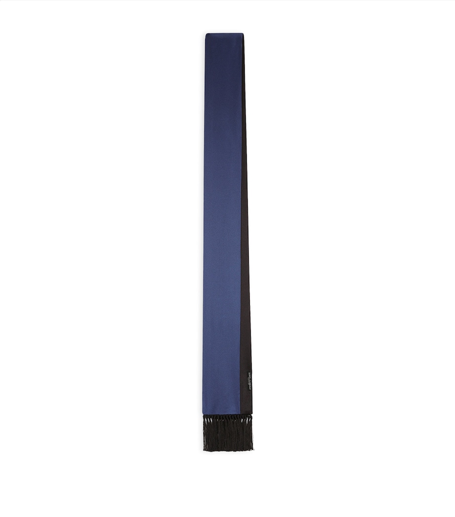 Silk Fringed Scarf B0065-BLUE Image 2