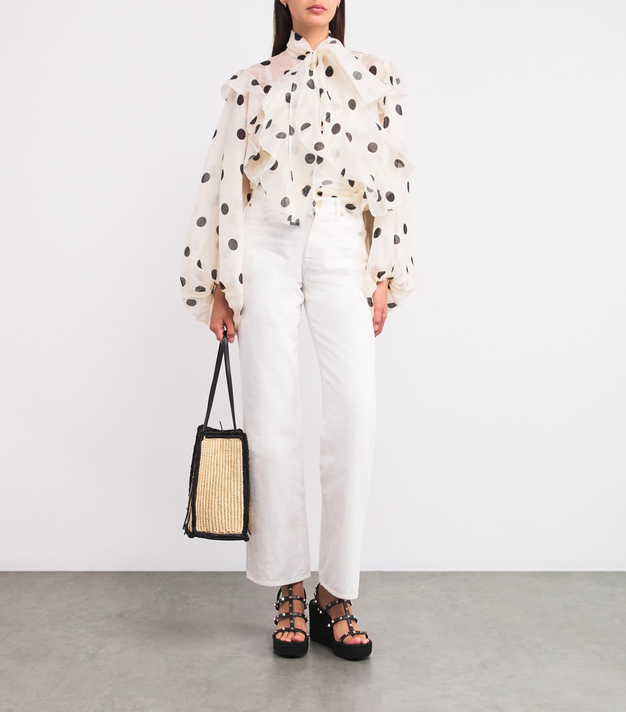 Rockstud Wedge Sandals 95 BLACK Image 5