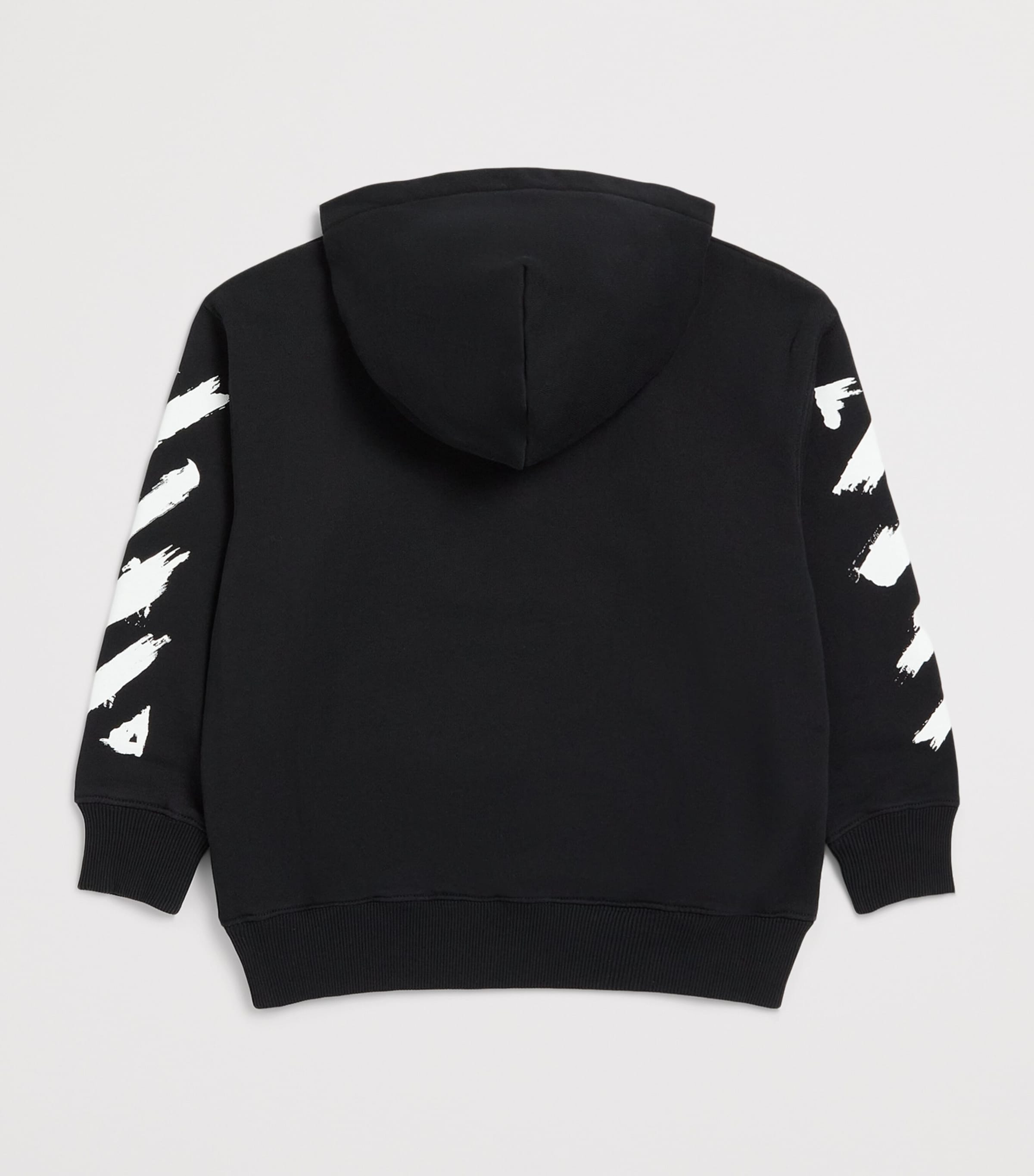 Off-White Kids Diagonal Print Hoodie (4-12+ Years) Black Image 2