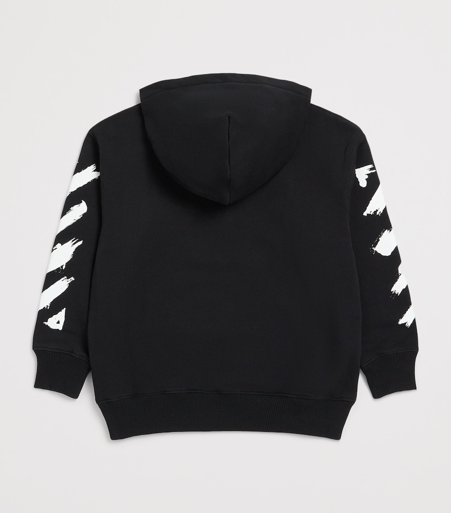 Off-White Kids Diagonal Print Hoodie (4-12+ Years) Black Image 2