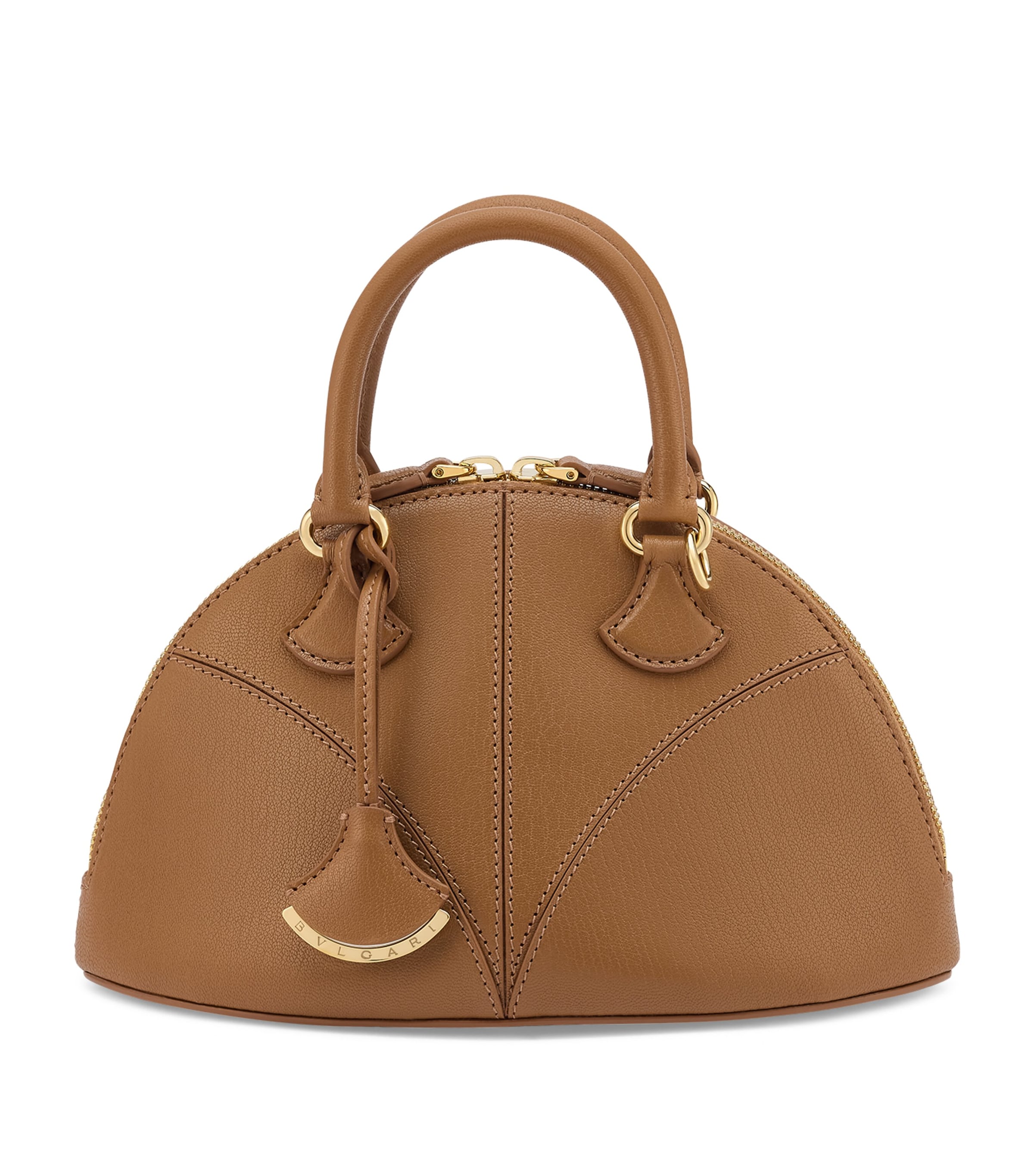 Small Leather Marquise Top-Handle Bag BROWN Image 1