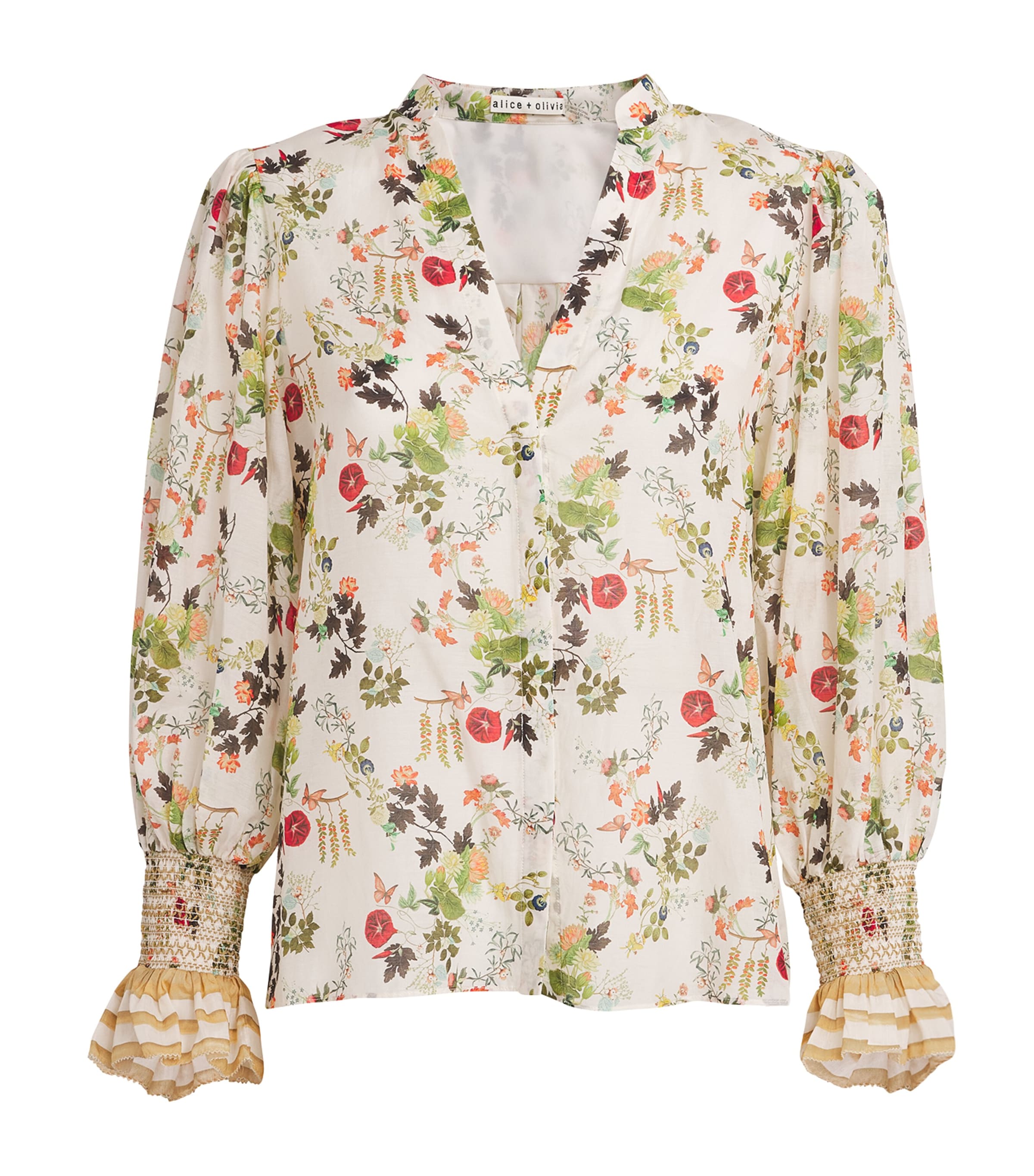 Alice And Olivia Floral Ilan Blouse In Multi