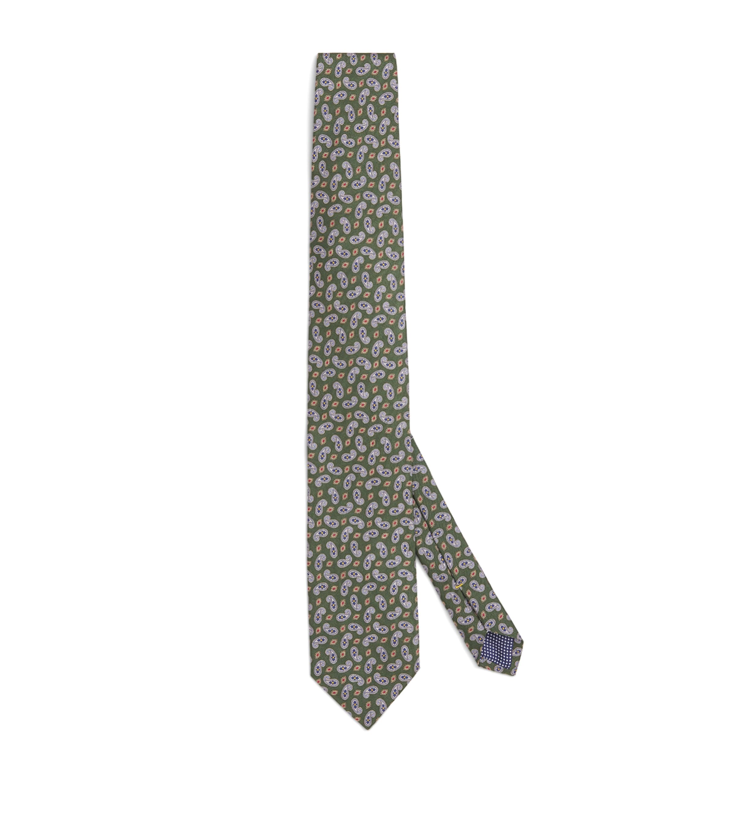 Eton Silk Paisley Tie In Green