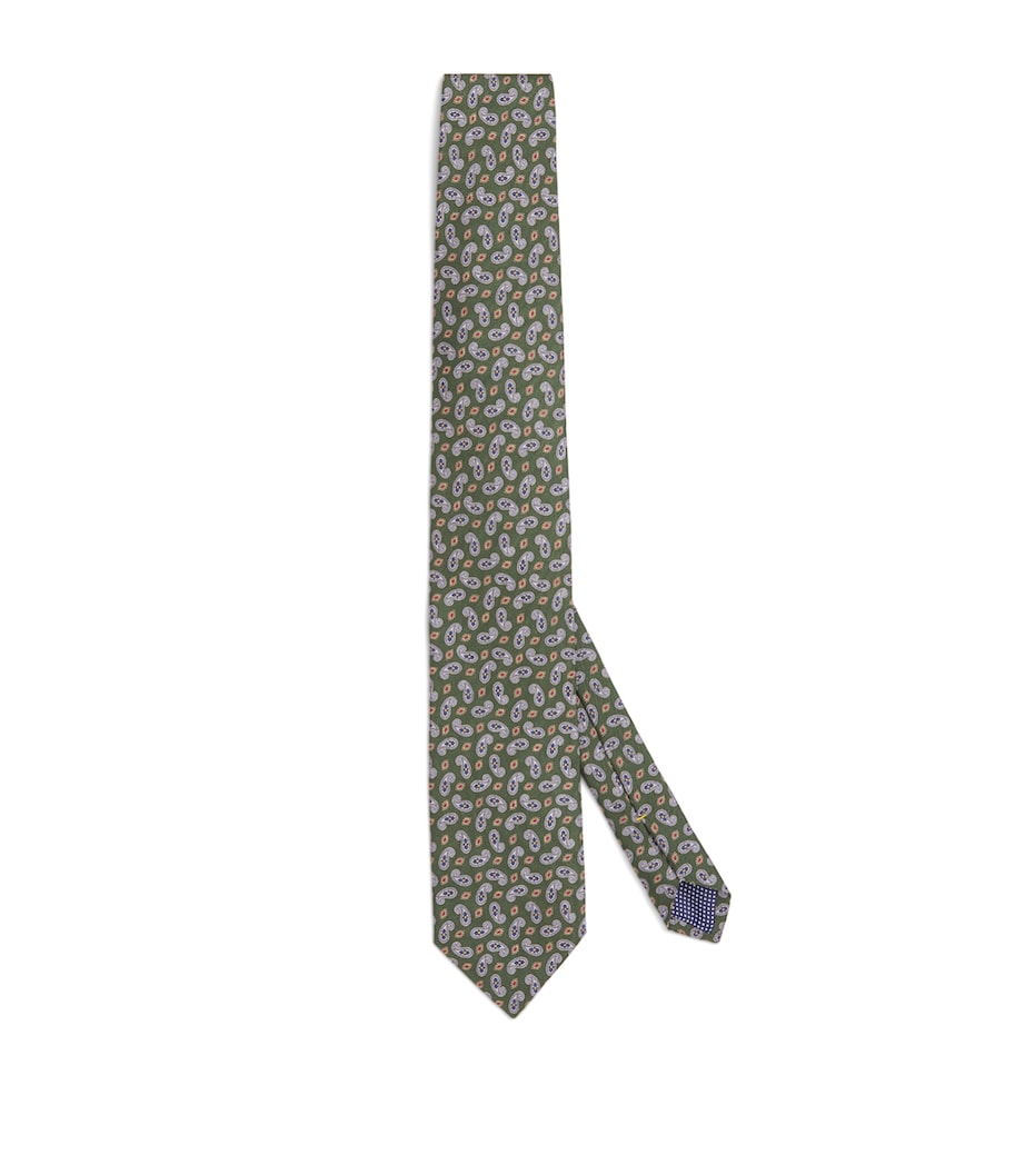 Silk Paisley Tie DARK GREEN Image 1