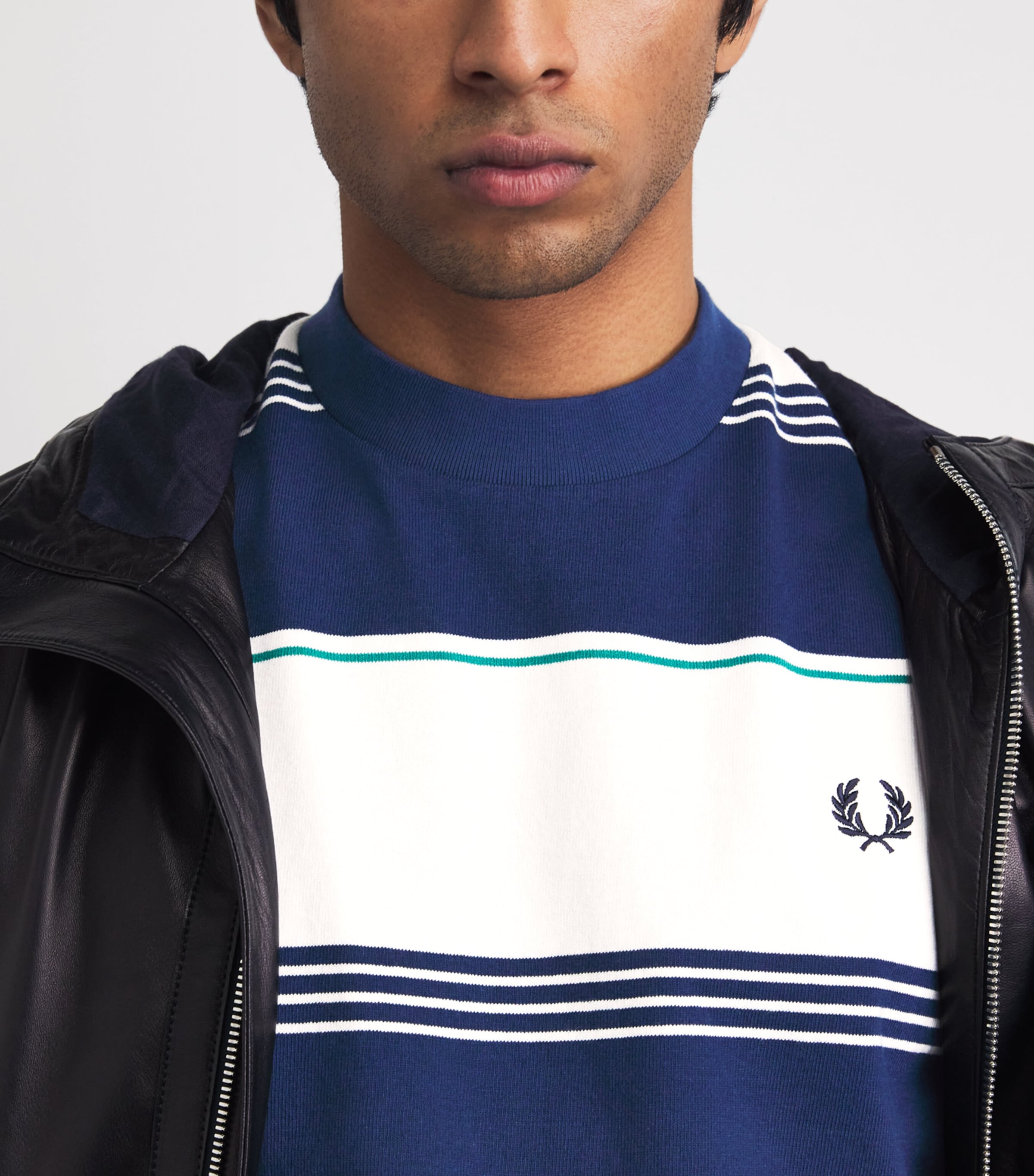 Fred Perry Mens Cotton Stripe T-Shirt Tennis Blue Image 3
