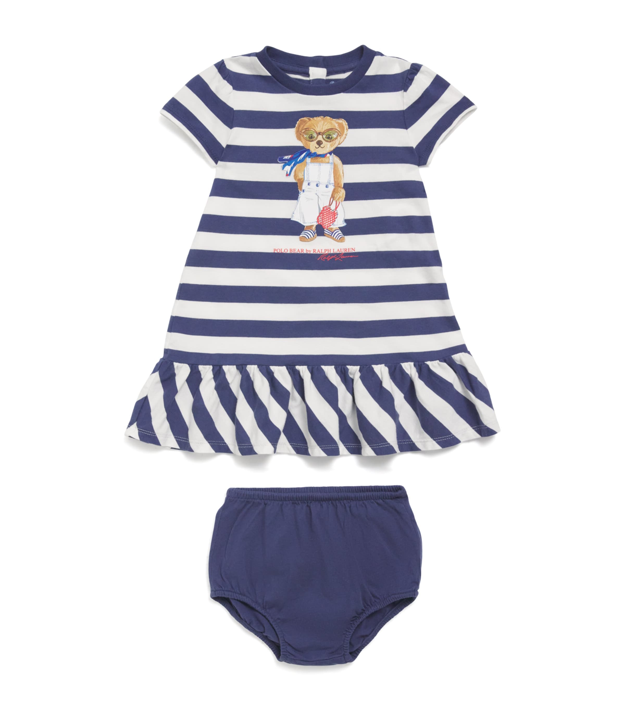 Ralph Lauren Kids Stripe Bear Dress and Bloomers Set (3-24 Months) Image 1