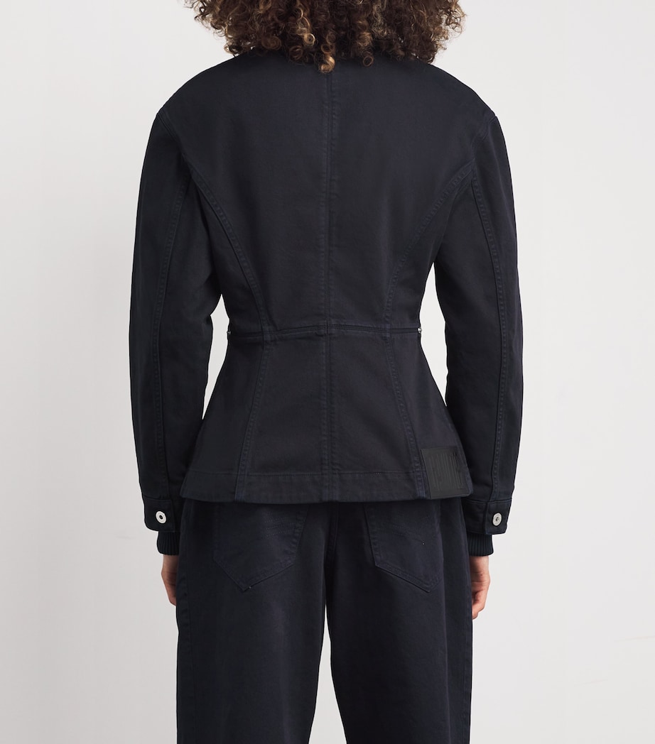 Split-Hem Denim Jacket 59-NAVY Image 4