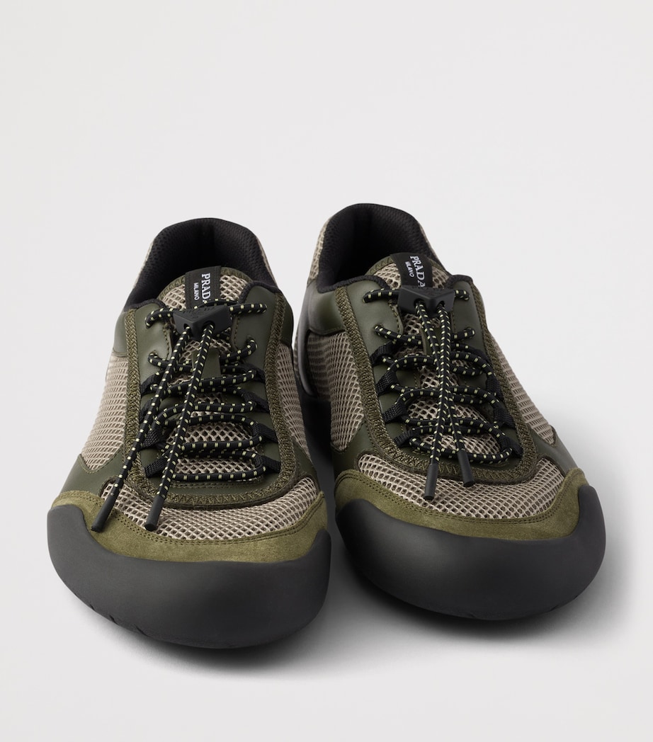 Prada Leather-Mesh Speedrock Sneakers Image 5