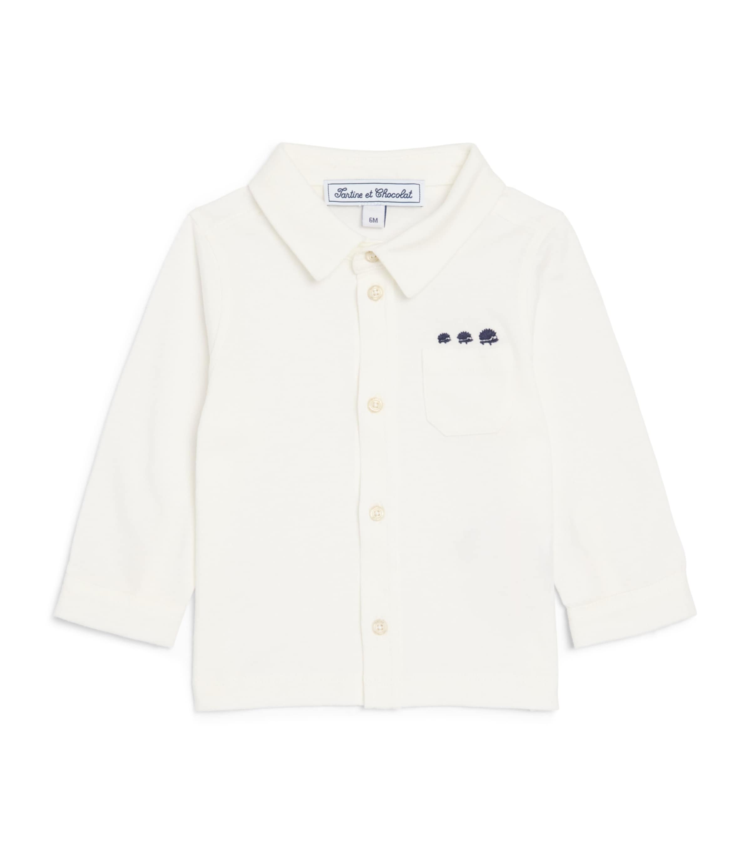 Tartine et Chocolat Cotton Embroidered Shirt (3 Months-4 Years) Nacre Image 1