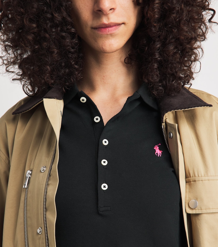 Polo Ralph Lauren Womens Stretch-Cotton Julie Polo Shirt Polo Black Image 3