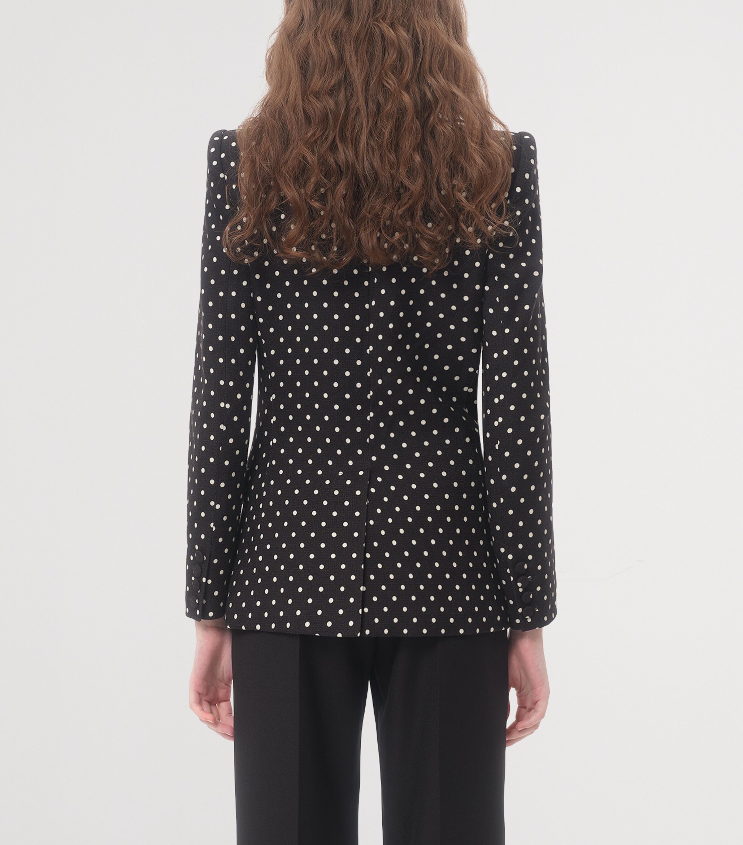Wool-Blend Polka Dot Slim Blazer