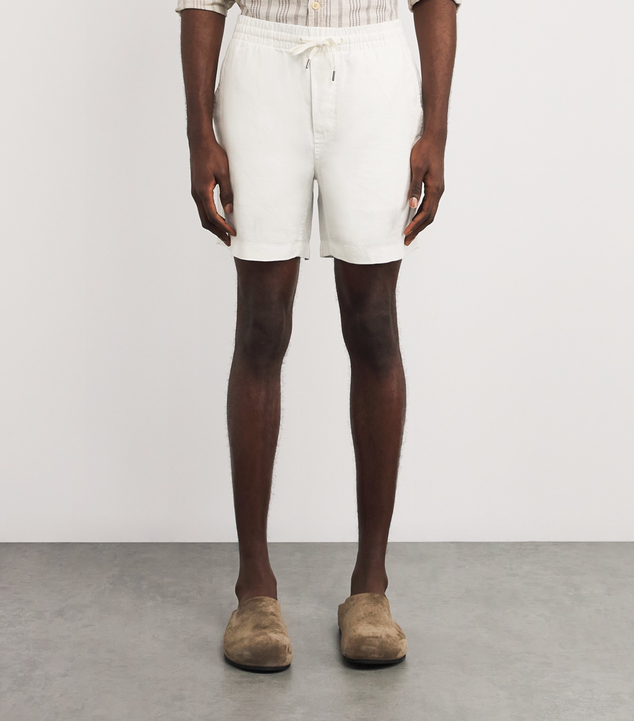 Polo Ralph Lauren Mens Linen Drawstring Polo Pony Prepster Shorts White Image 3