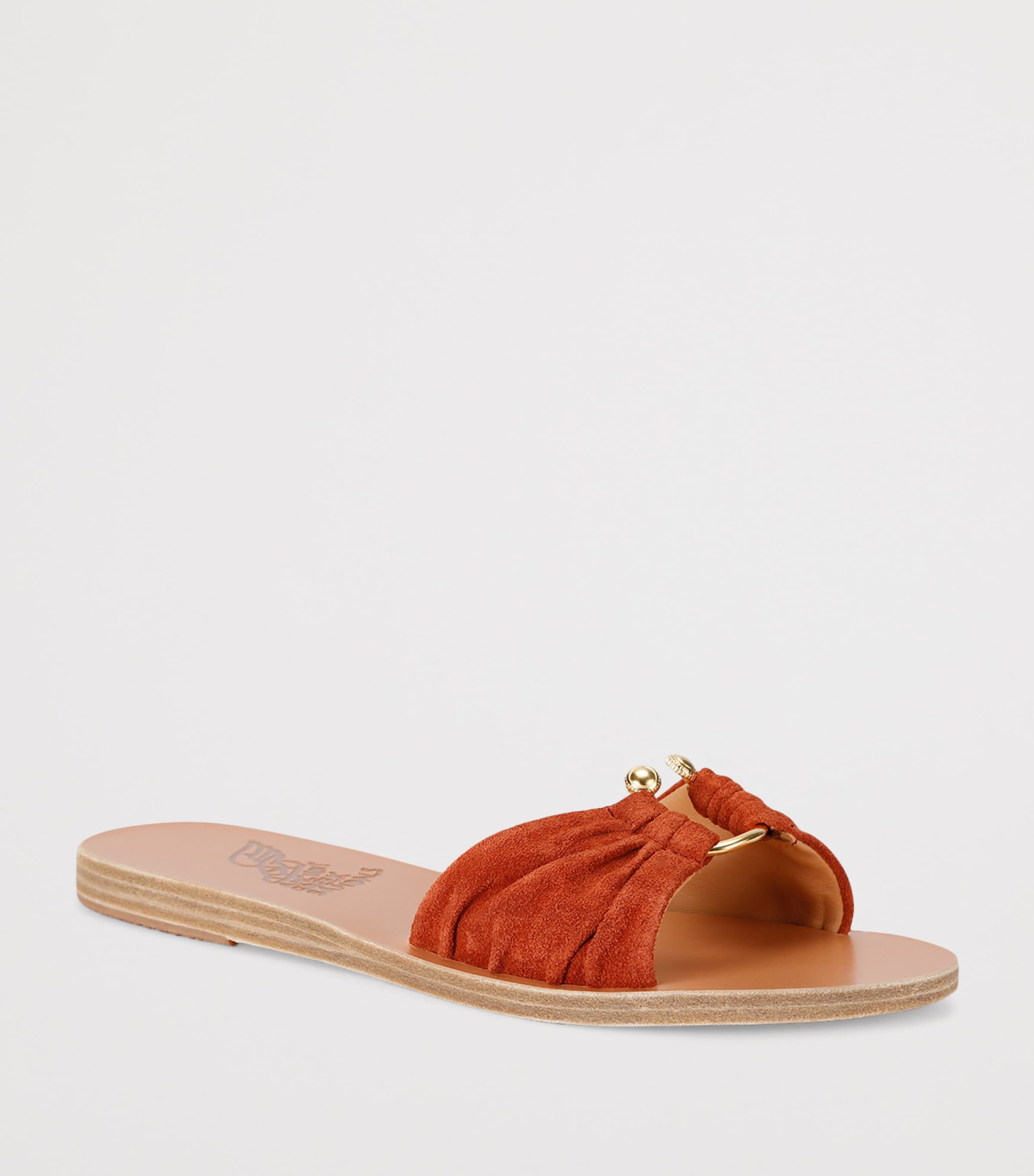 Ancient Greek Sandals Suede Nektaria Slides Rust Image 3