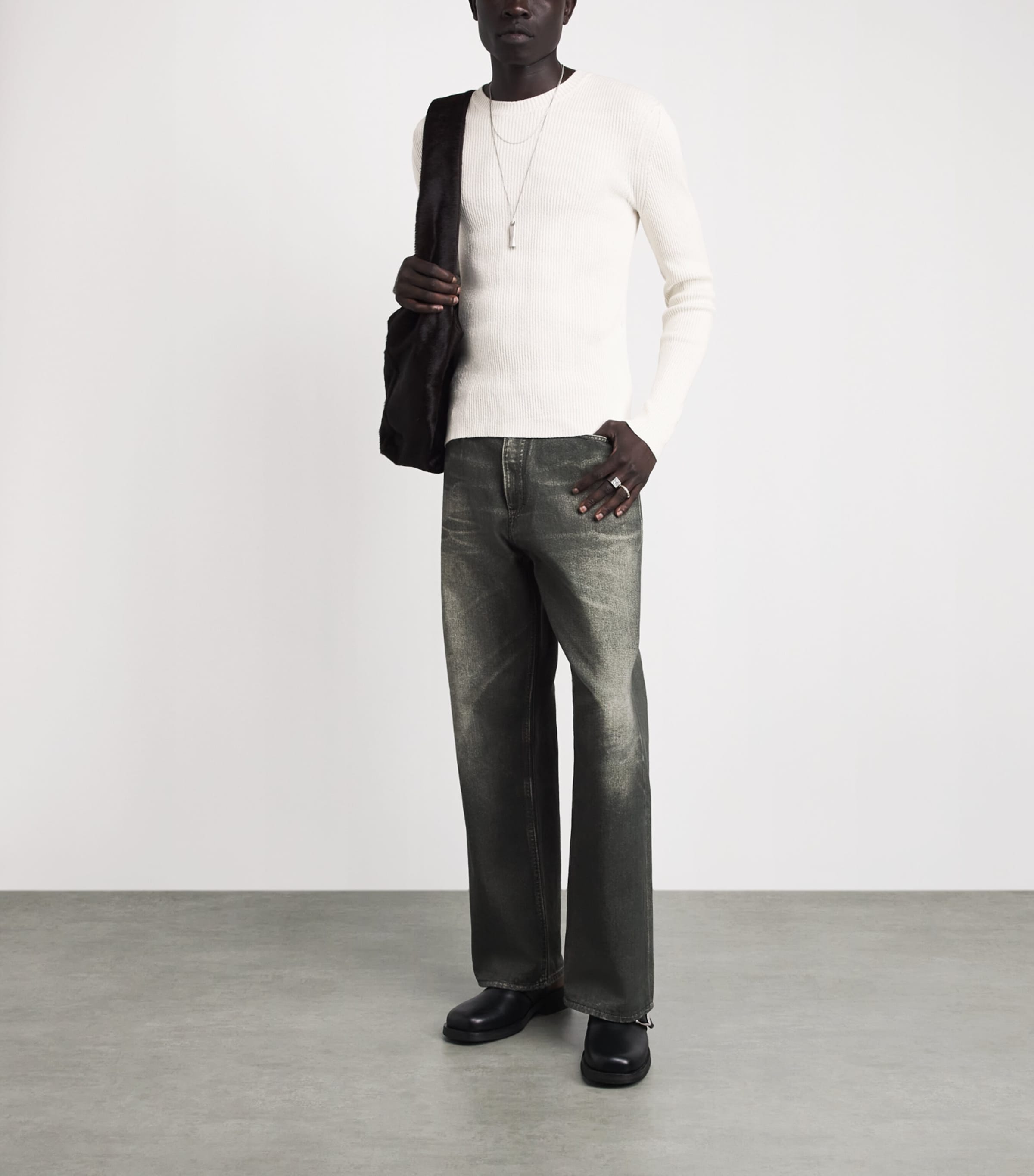 Our Legacy Mens Silk Compact Long-Sleeve T-Shirt Neutral White Image 2