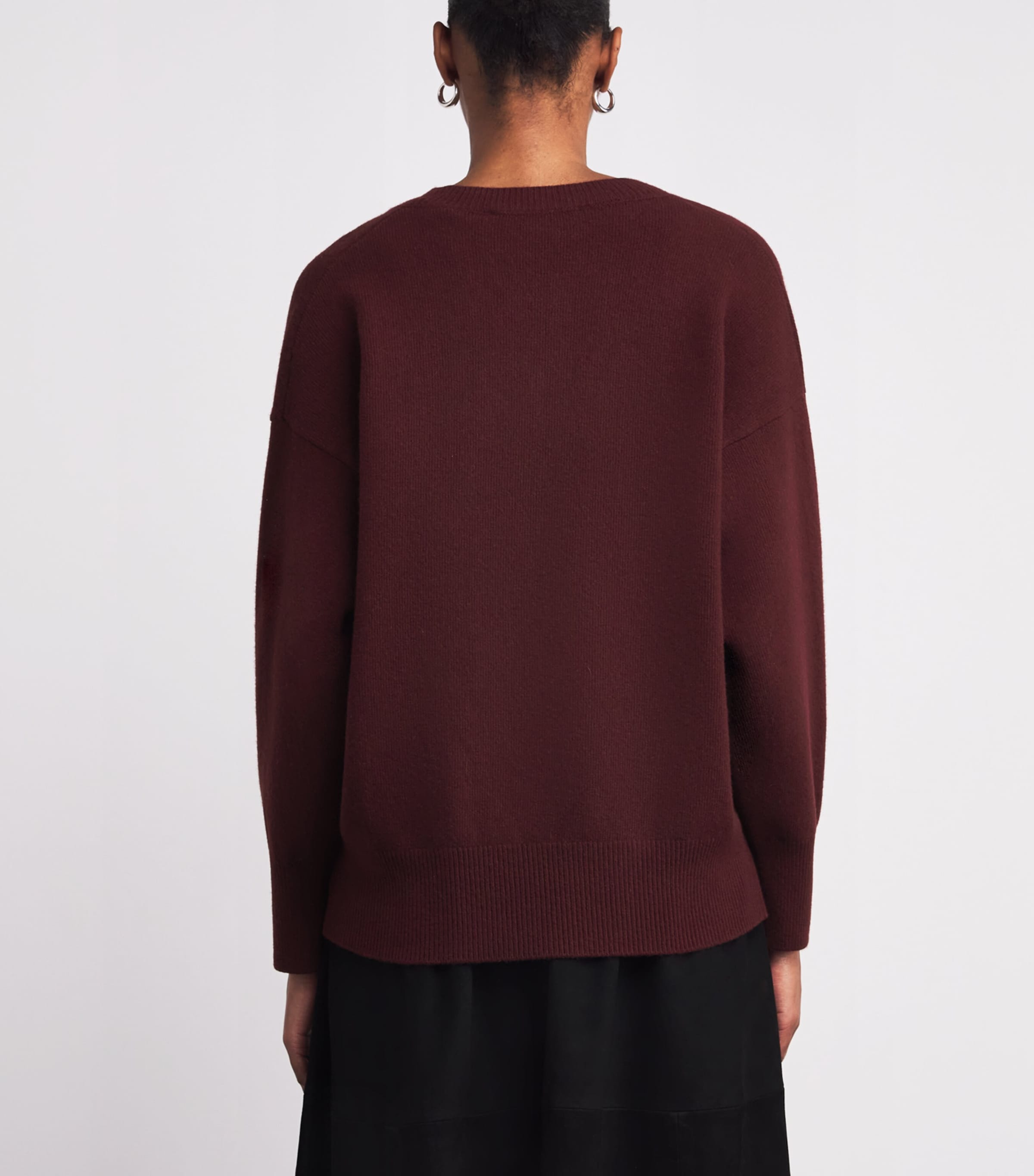 Wool V-Neck Sweater BURGUNDY-606 Image 4