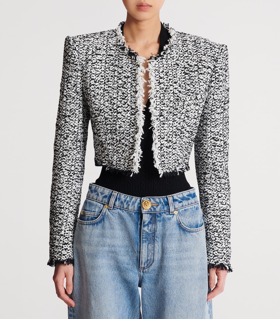 Tweed Cropped Jacket EAB NOIR/BLANC Image 4
