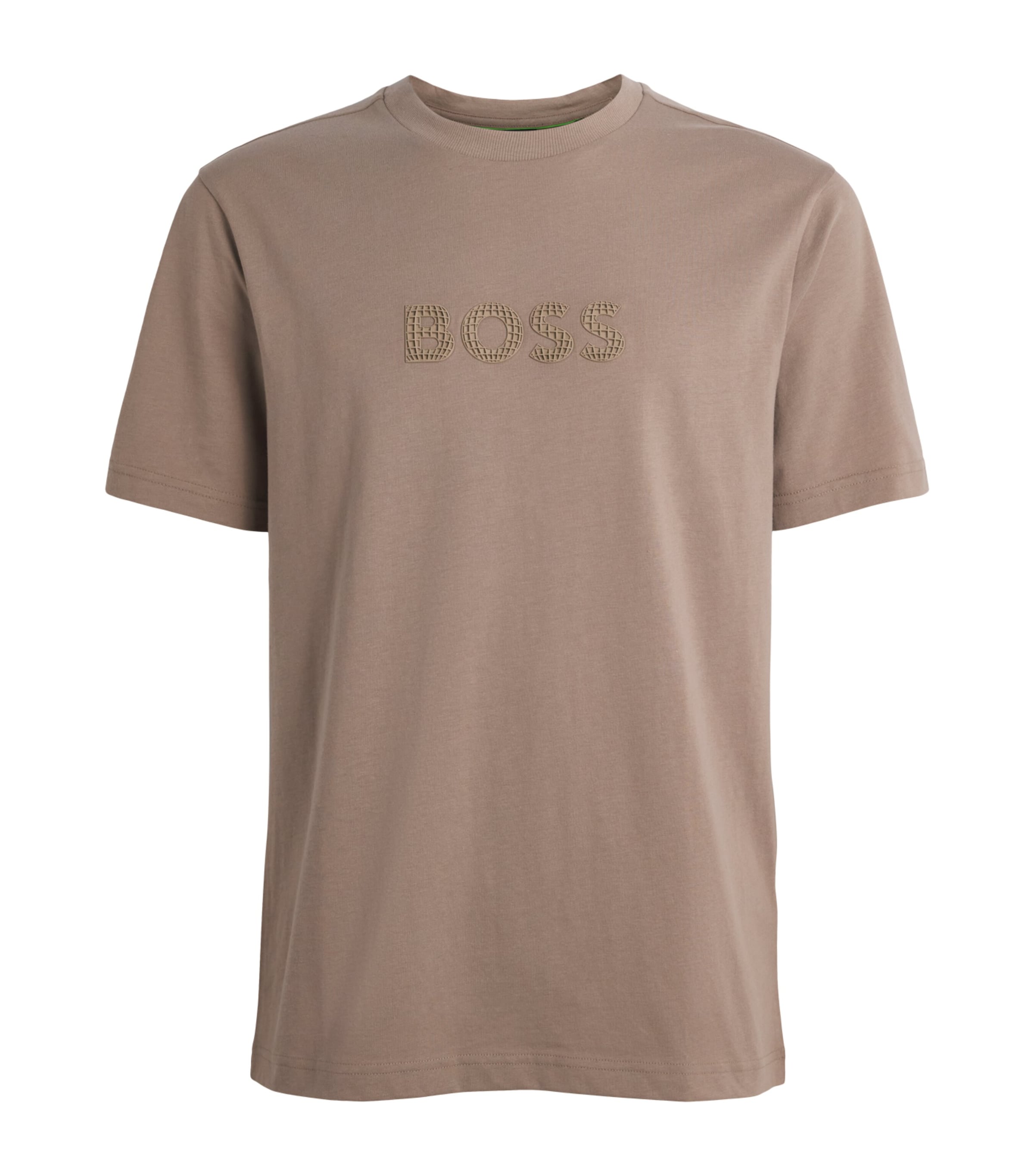 BOSS Mens Cotton Textured Logo T-Shirt Pastel Green Image 1